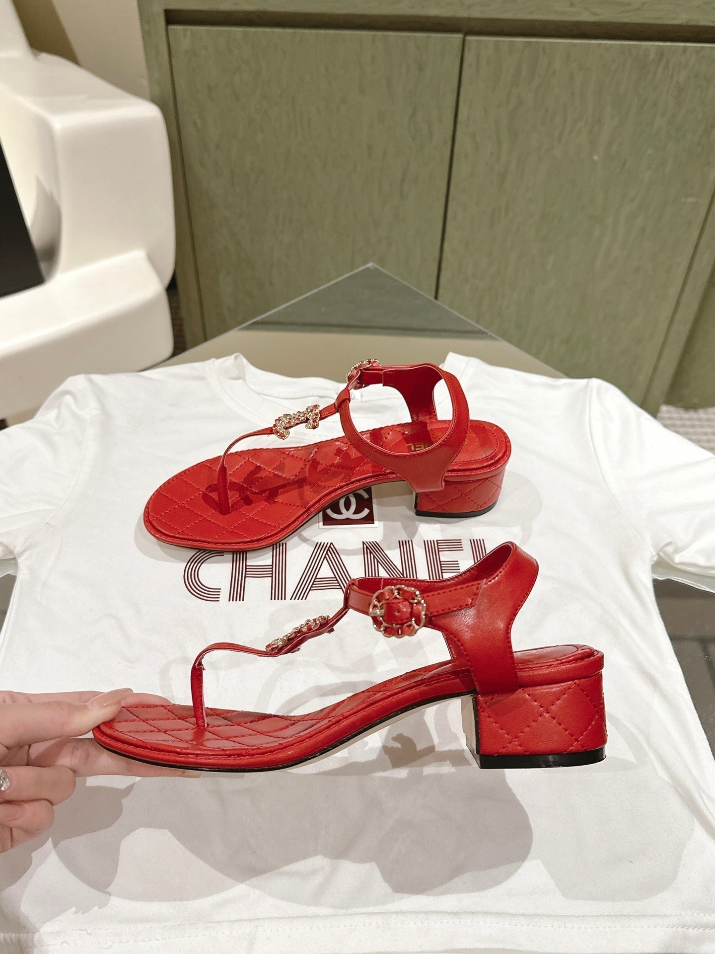 cc sandal 45 red lambskin