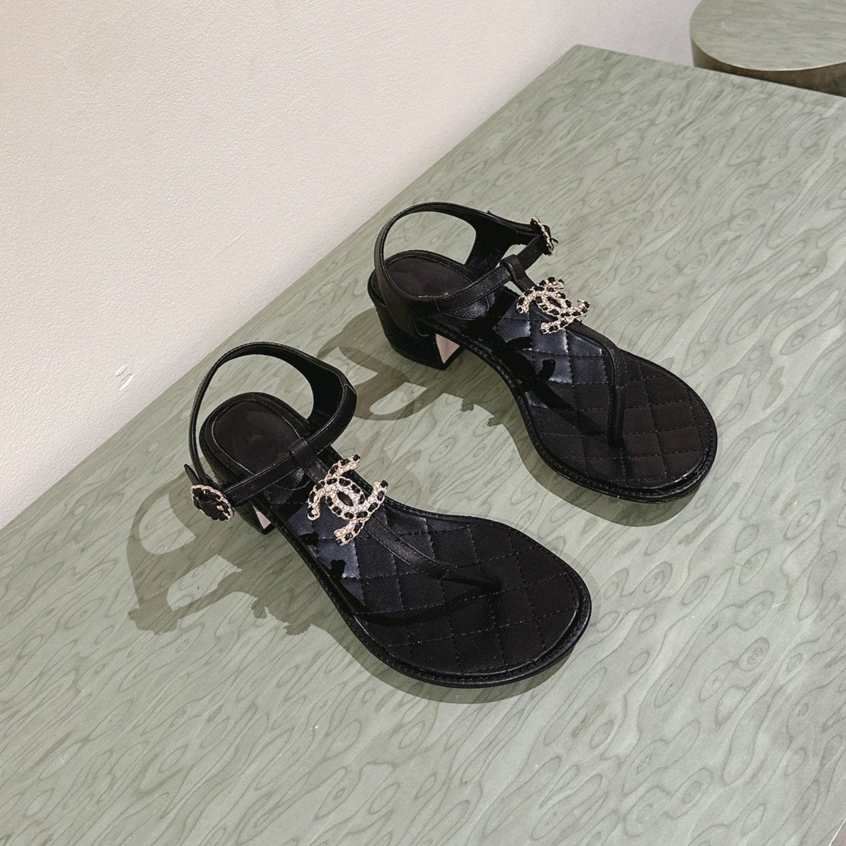 cc sandal 45 black lambskin