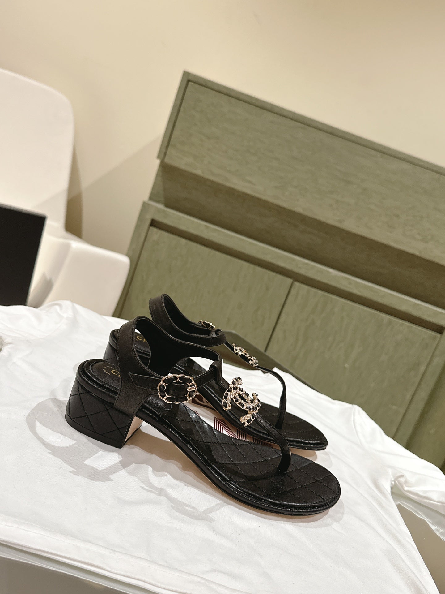 cc sandal 45 black lambskin