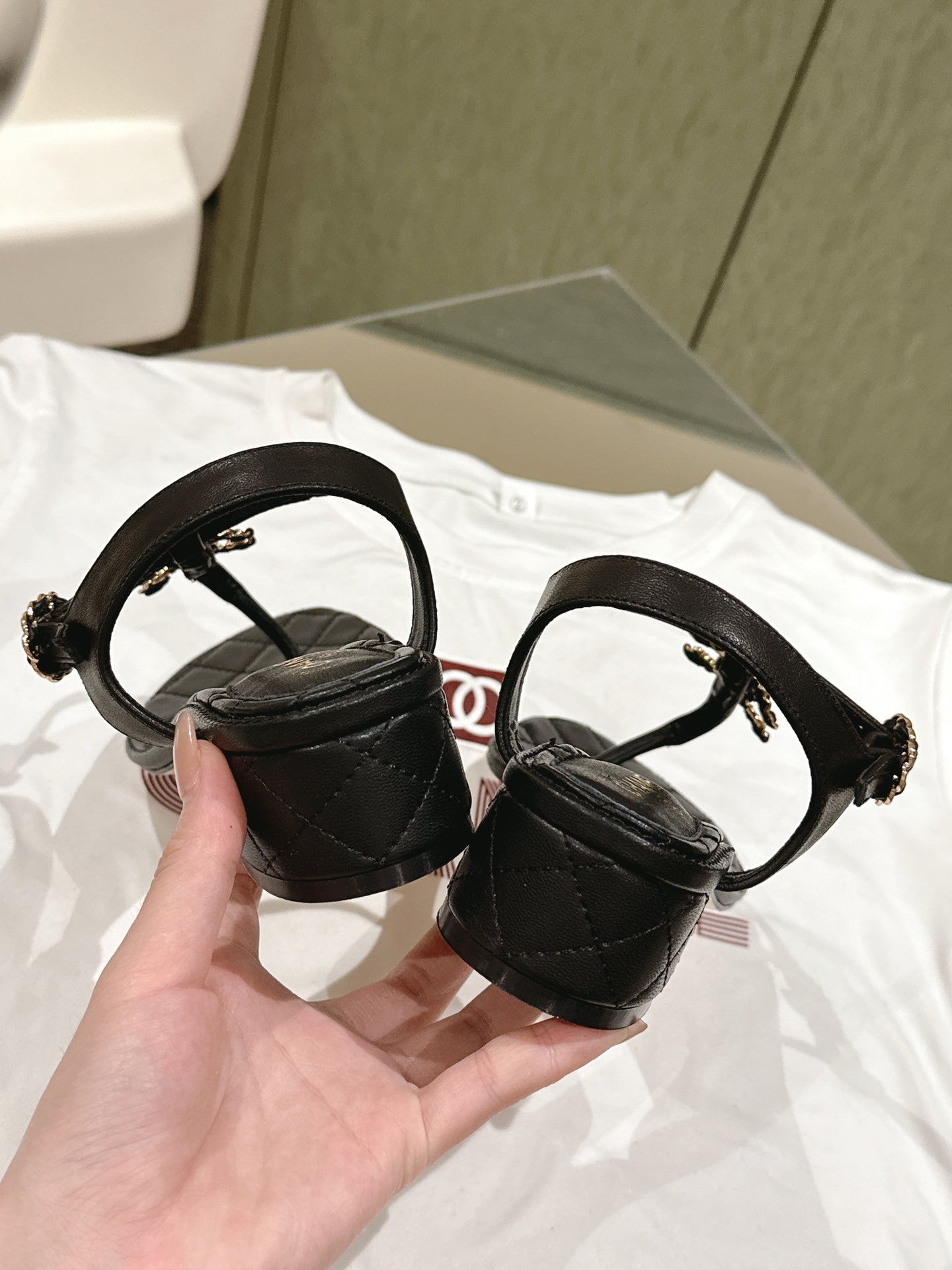 cc sandal 45 black lambskin