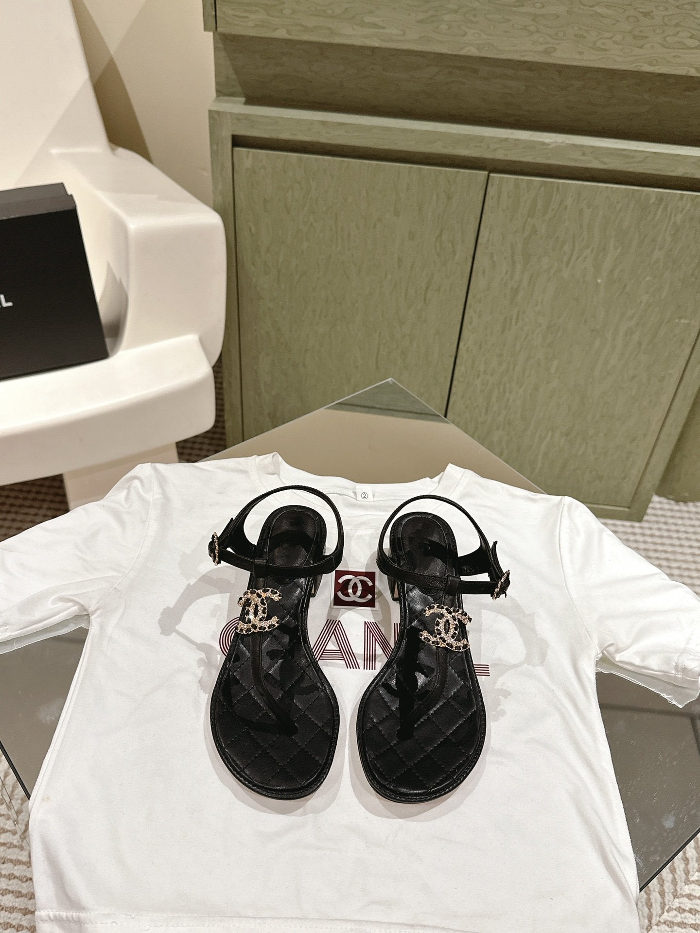 cc sandal 45 black lambskin