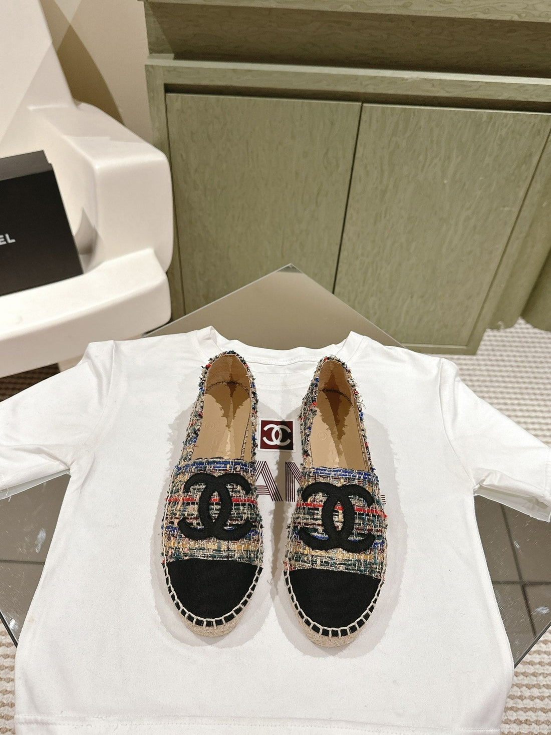 espadrilles multicolor tweed black canvas