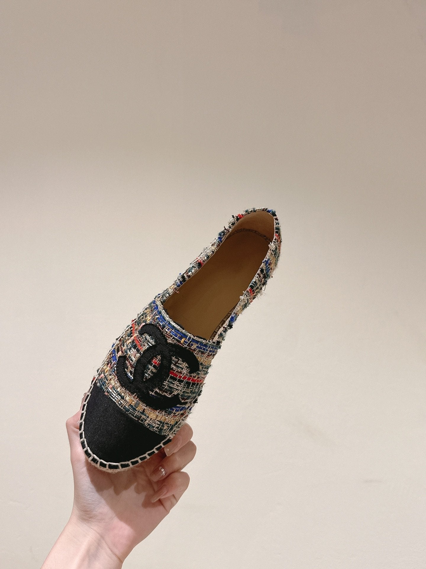 espadrilles multicolor tweed black canvas