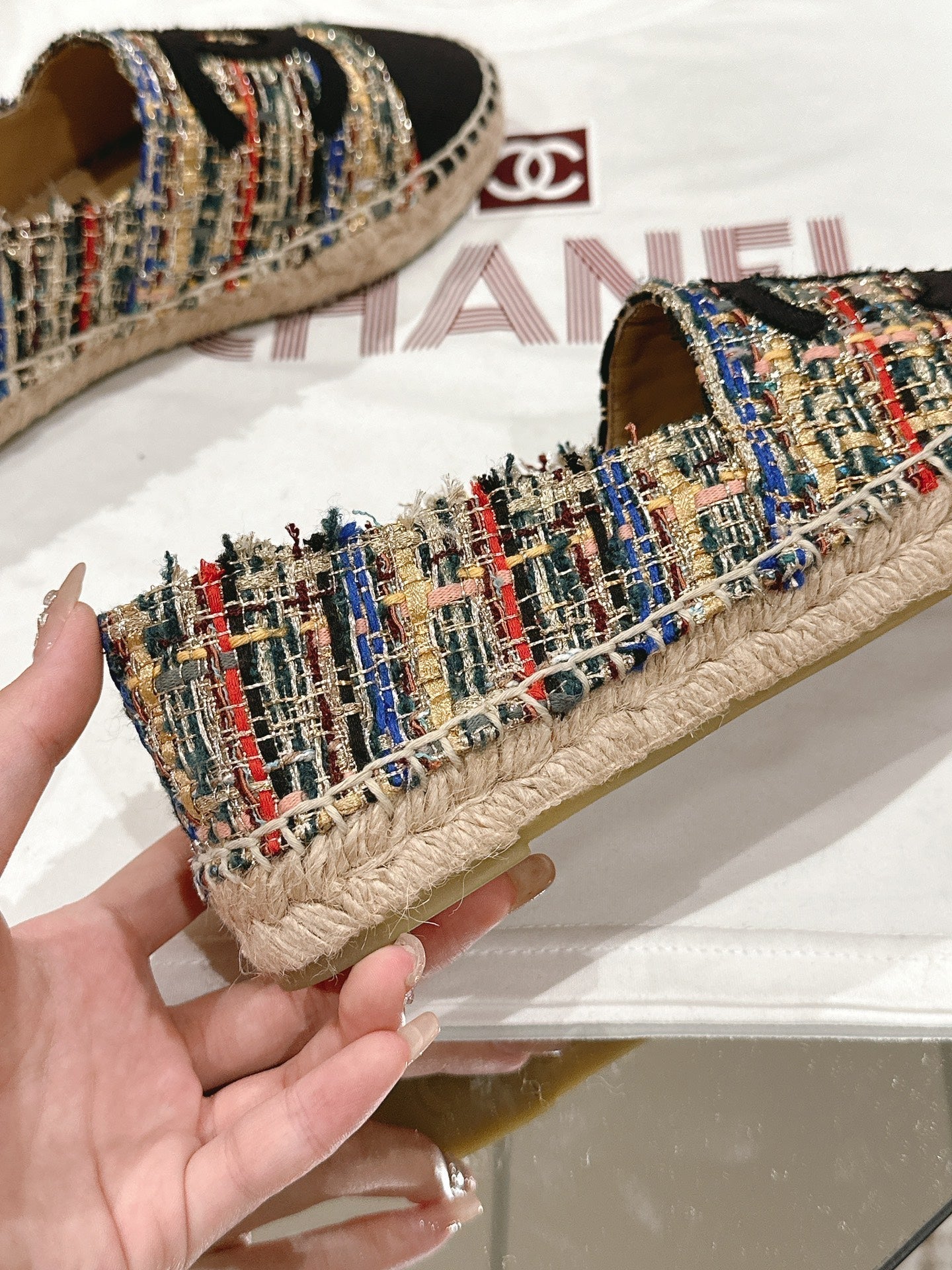 espadrilles multicolor tweed black canvas