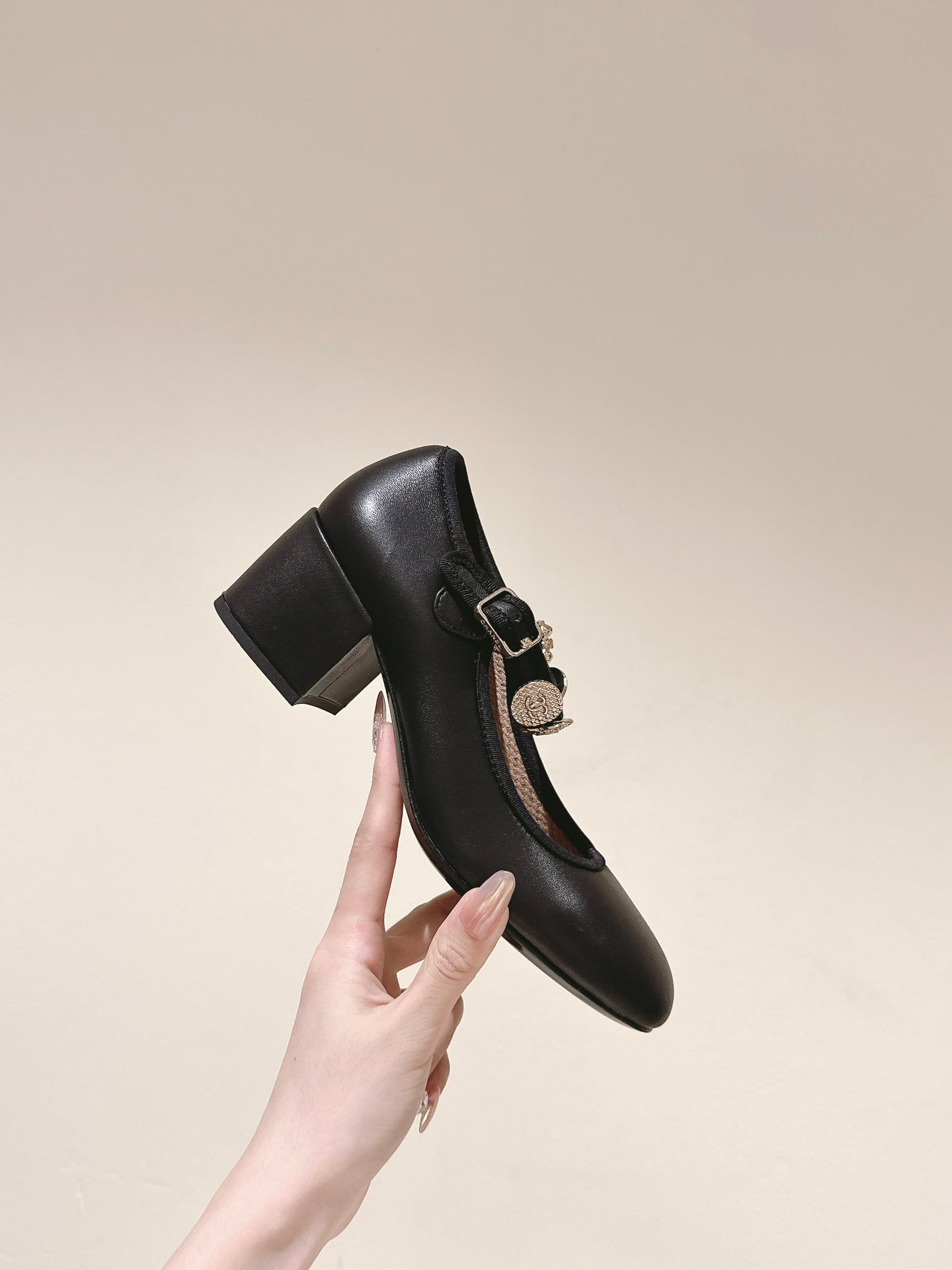 CC HIGH MARY JANE BLACK LAMBSKIN