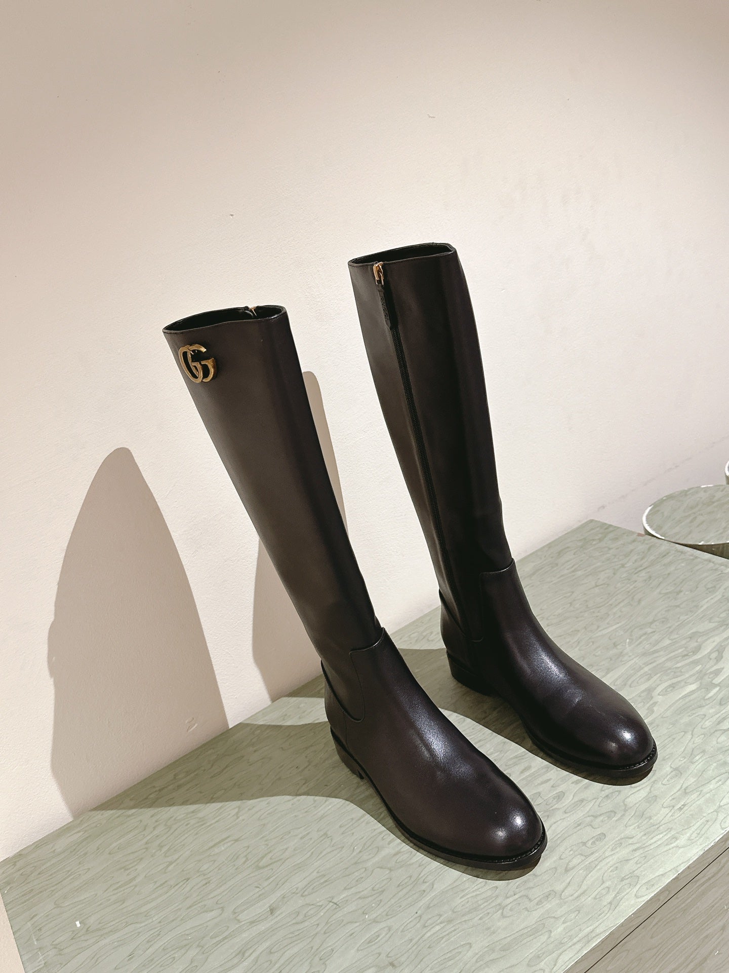 Gucci Button Boots Black Sheepskin 484875