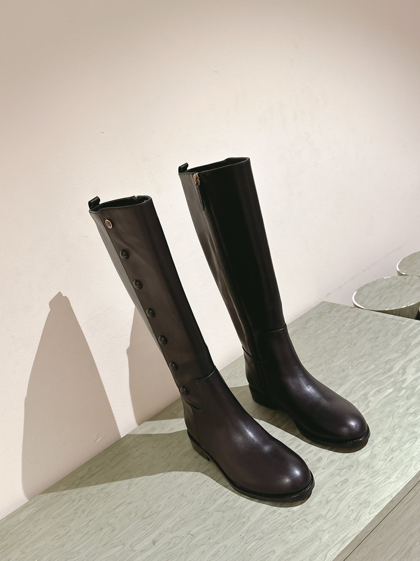 Gucci Button Boots Black Sheepskin 484875