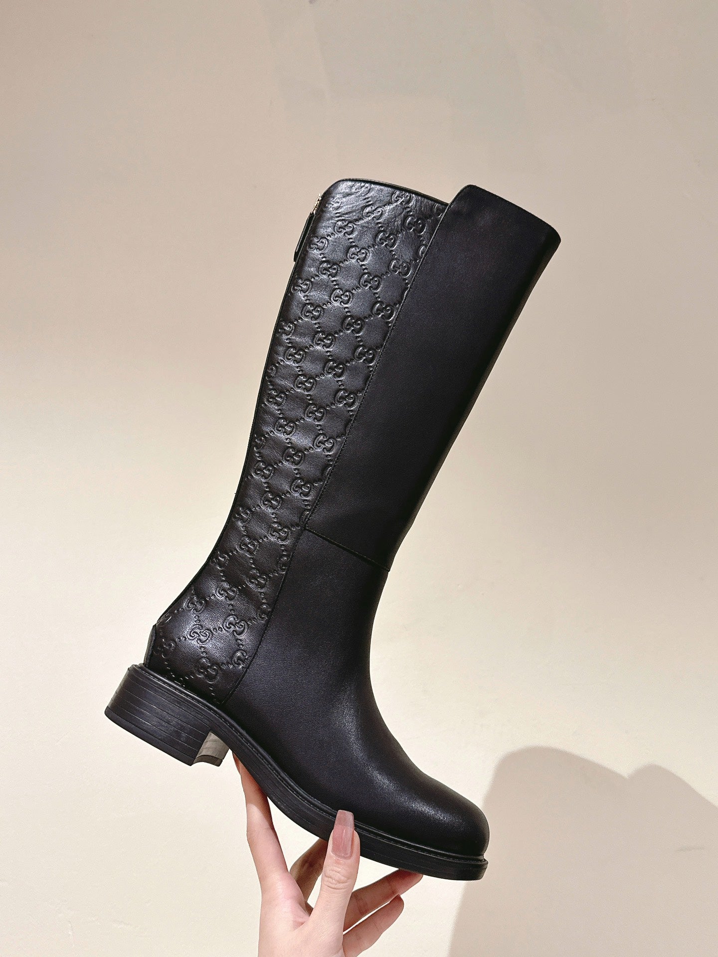 Gucci Riding Long Boot Black Sheepskin 484877