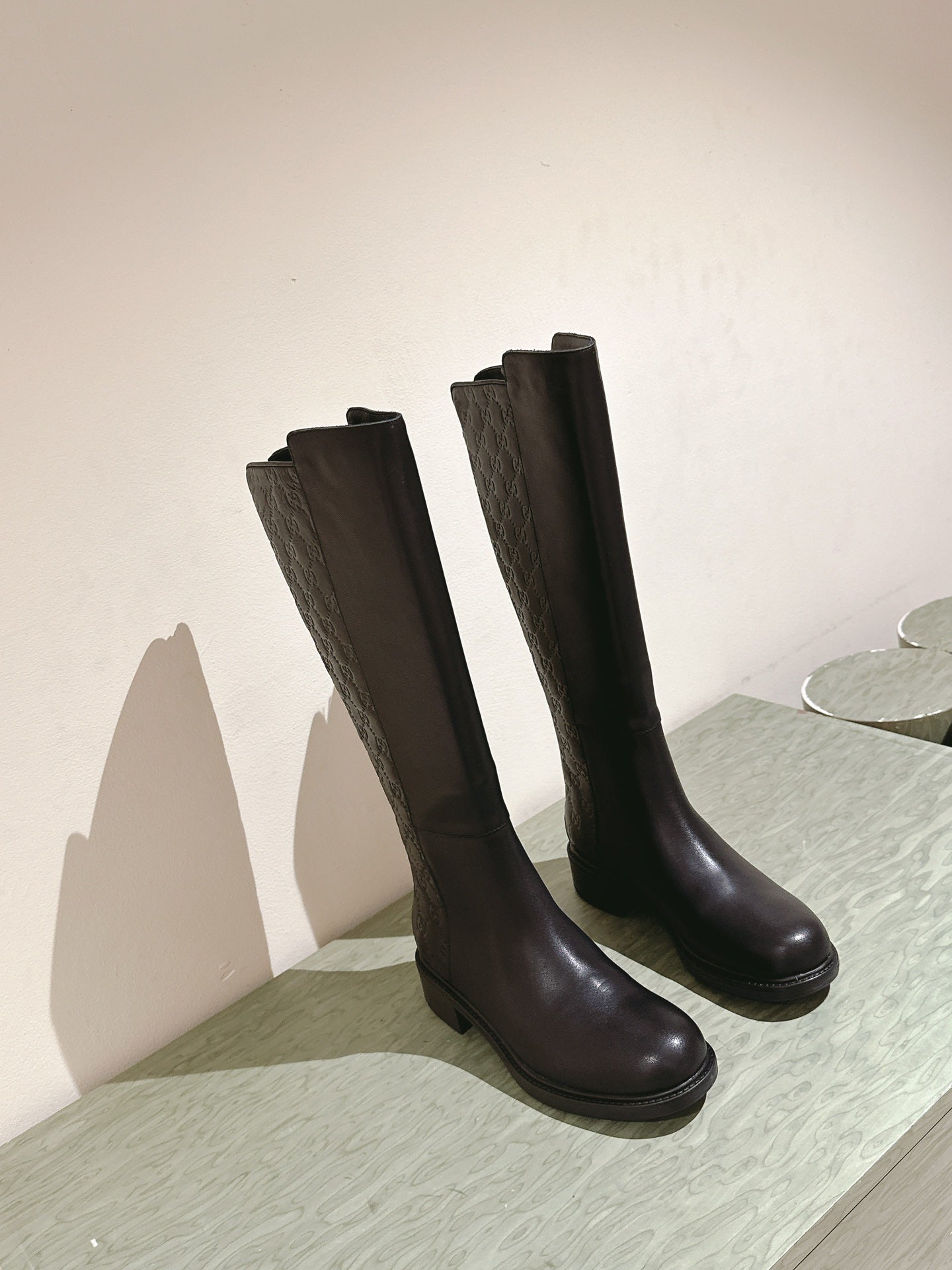 Gucci Riding Long Boot Black Sheepskin 484877