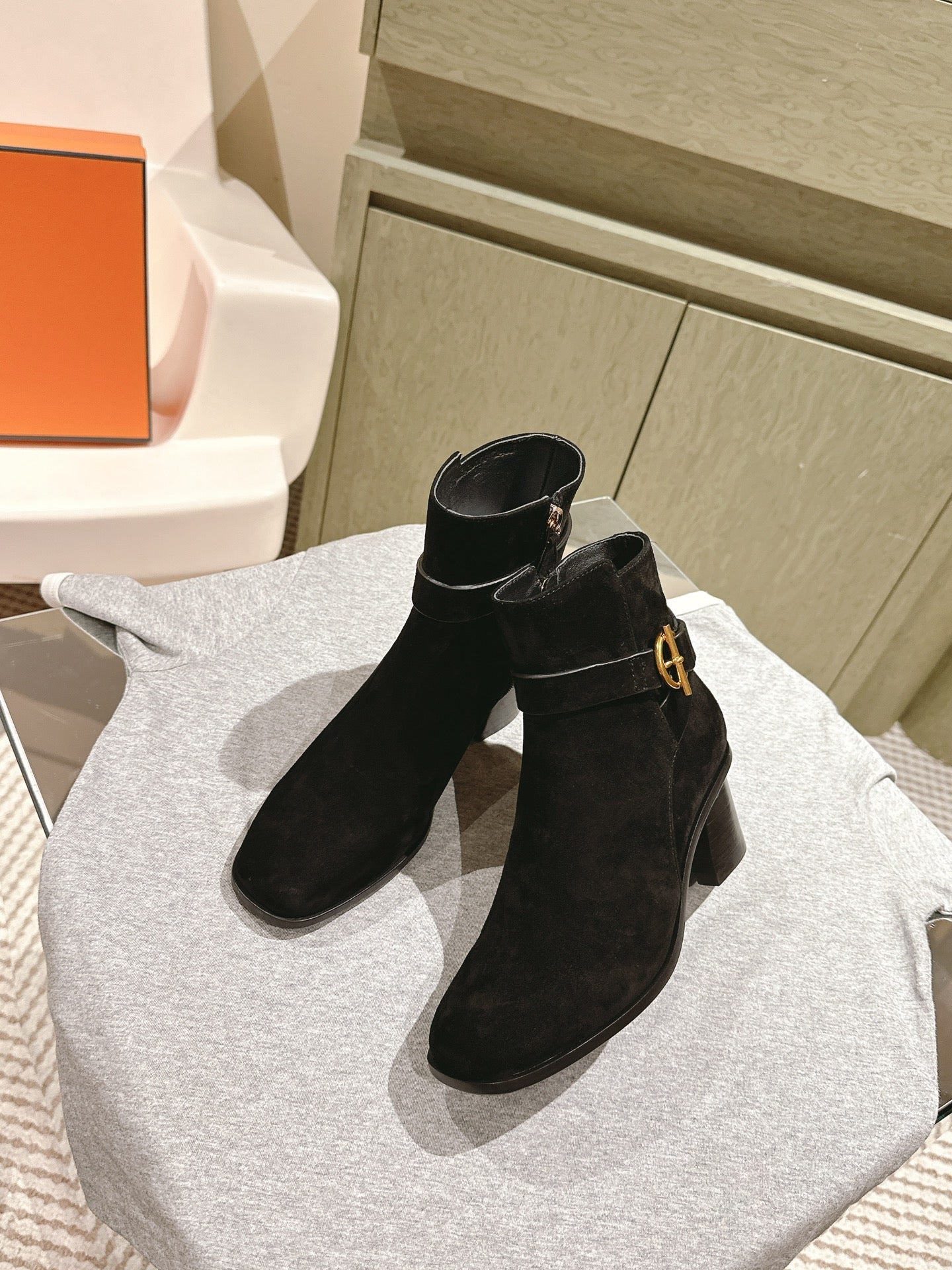 HM Jill Ankle Boot 65mm Black Suede  974679