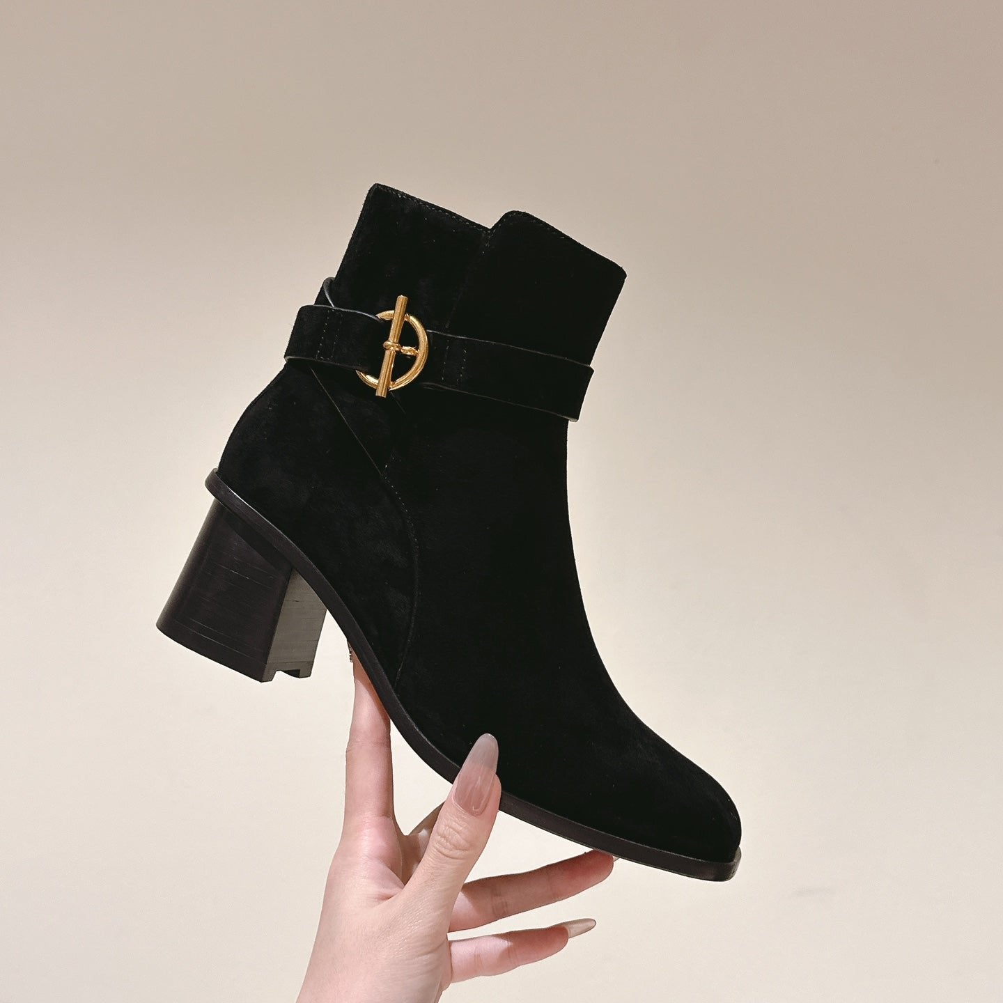 HM Jill Ankle Boot 65mm Black Suede  974679