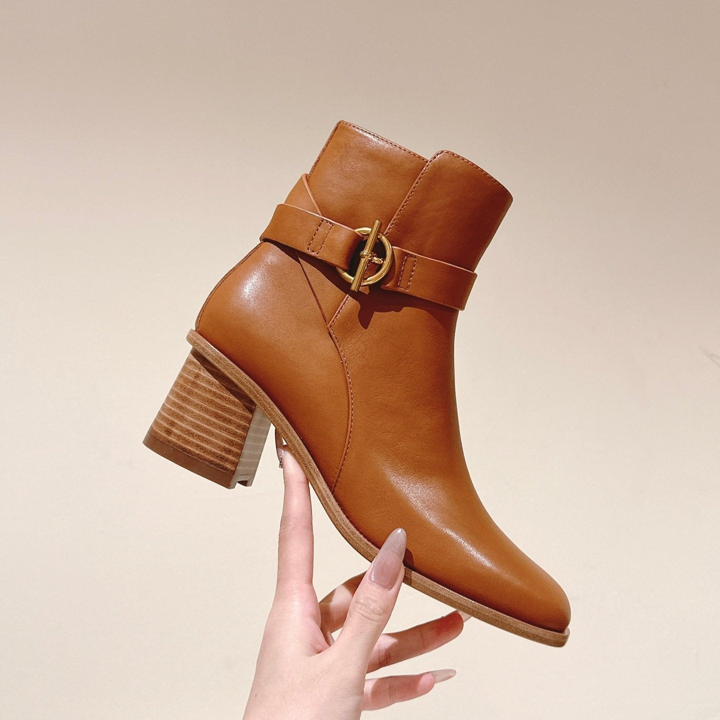 HM Jill Ankle Boot 65mm Brown Orange Calfskin 974682