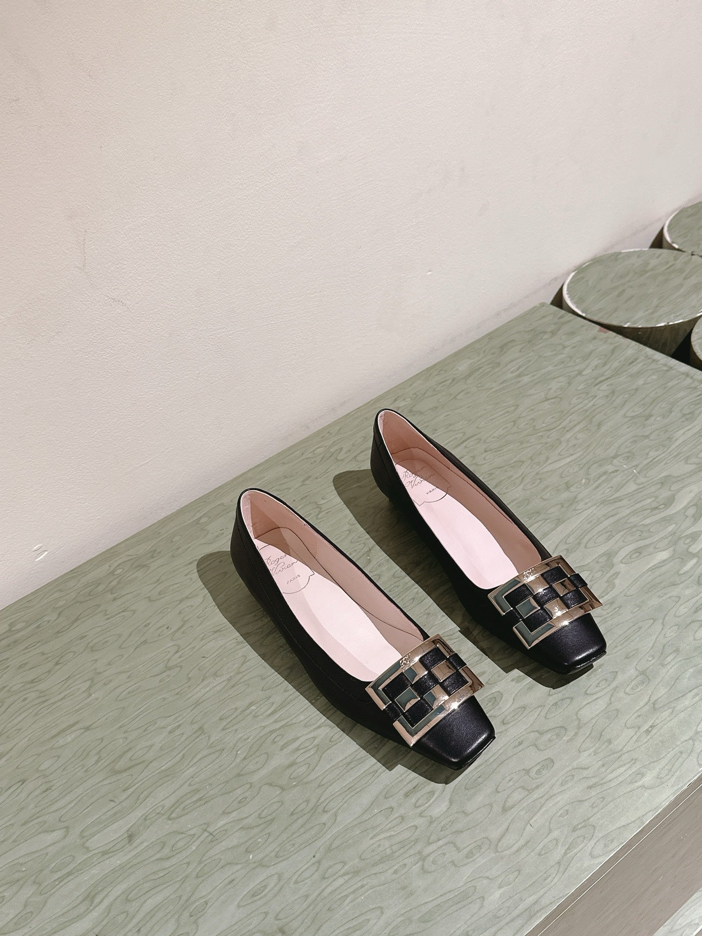 Viv 25 Jewel Flats Black Imported Cowhide 241905