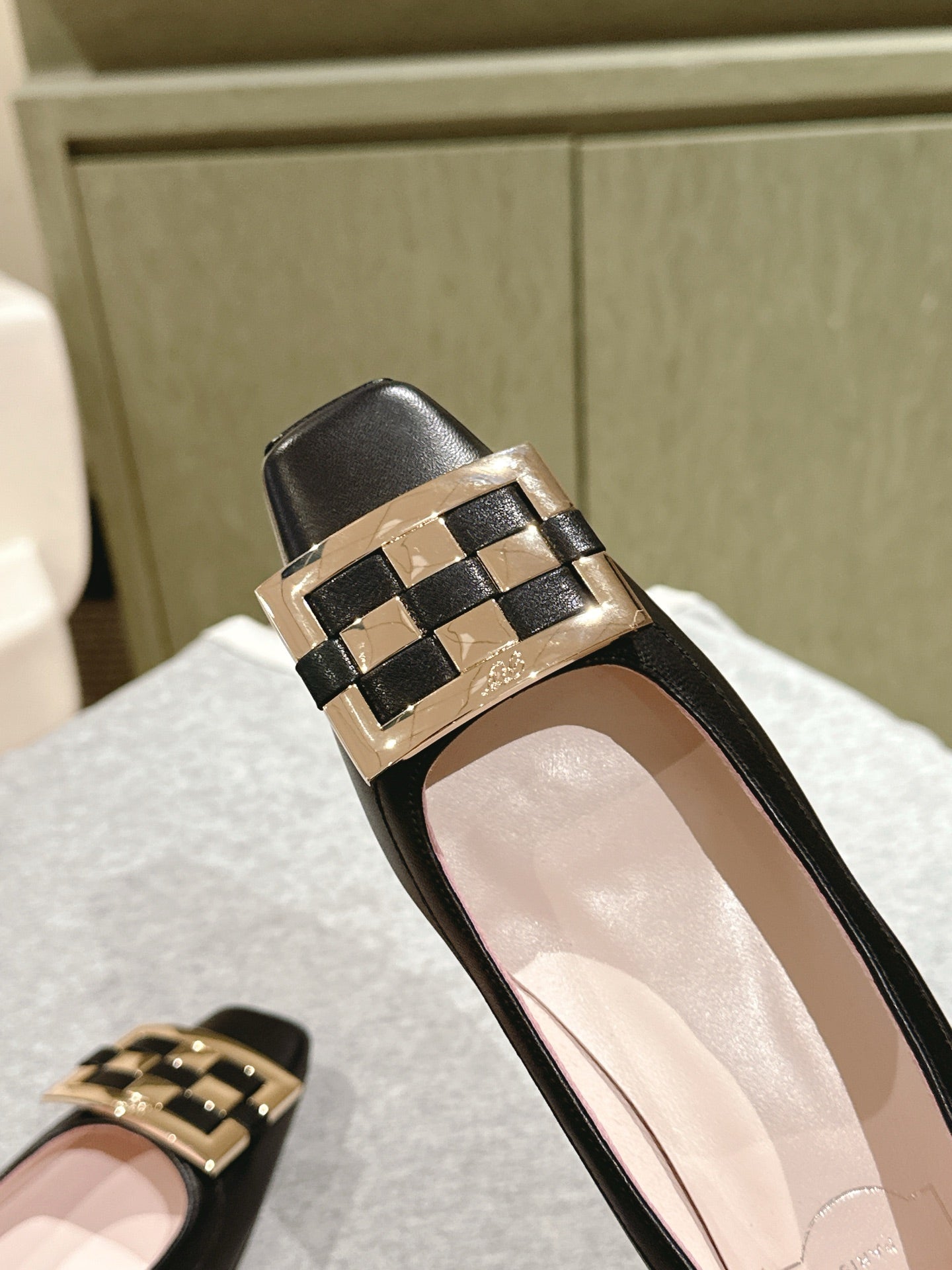 Viv 25 Jewel Flats Black Imported Cowhide 241905
