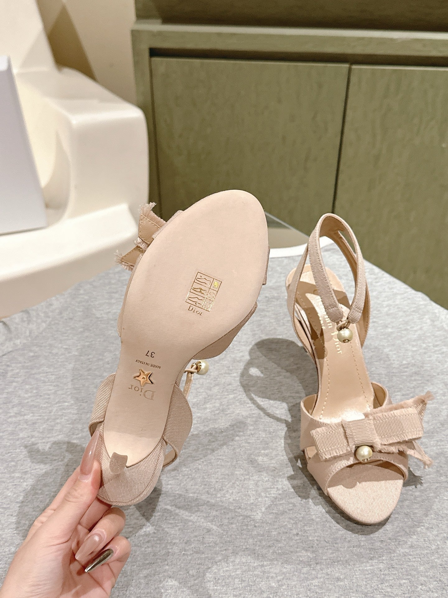 CD 25  Or Adiorable Heeled Sandal Tassel Grosgrain 241756