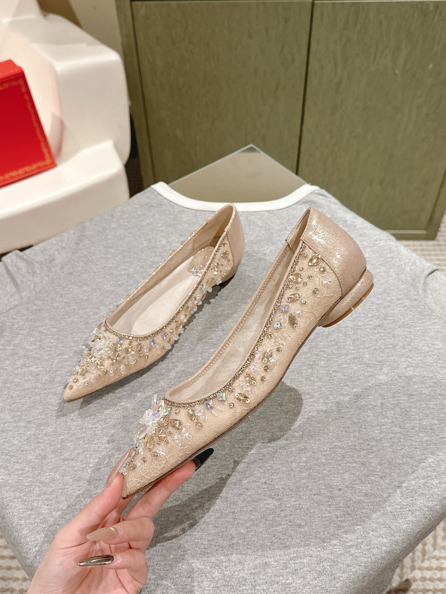 RC 25 Diamond Flat Sole Pink Nude Custom Lace 268058