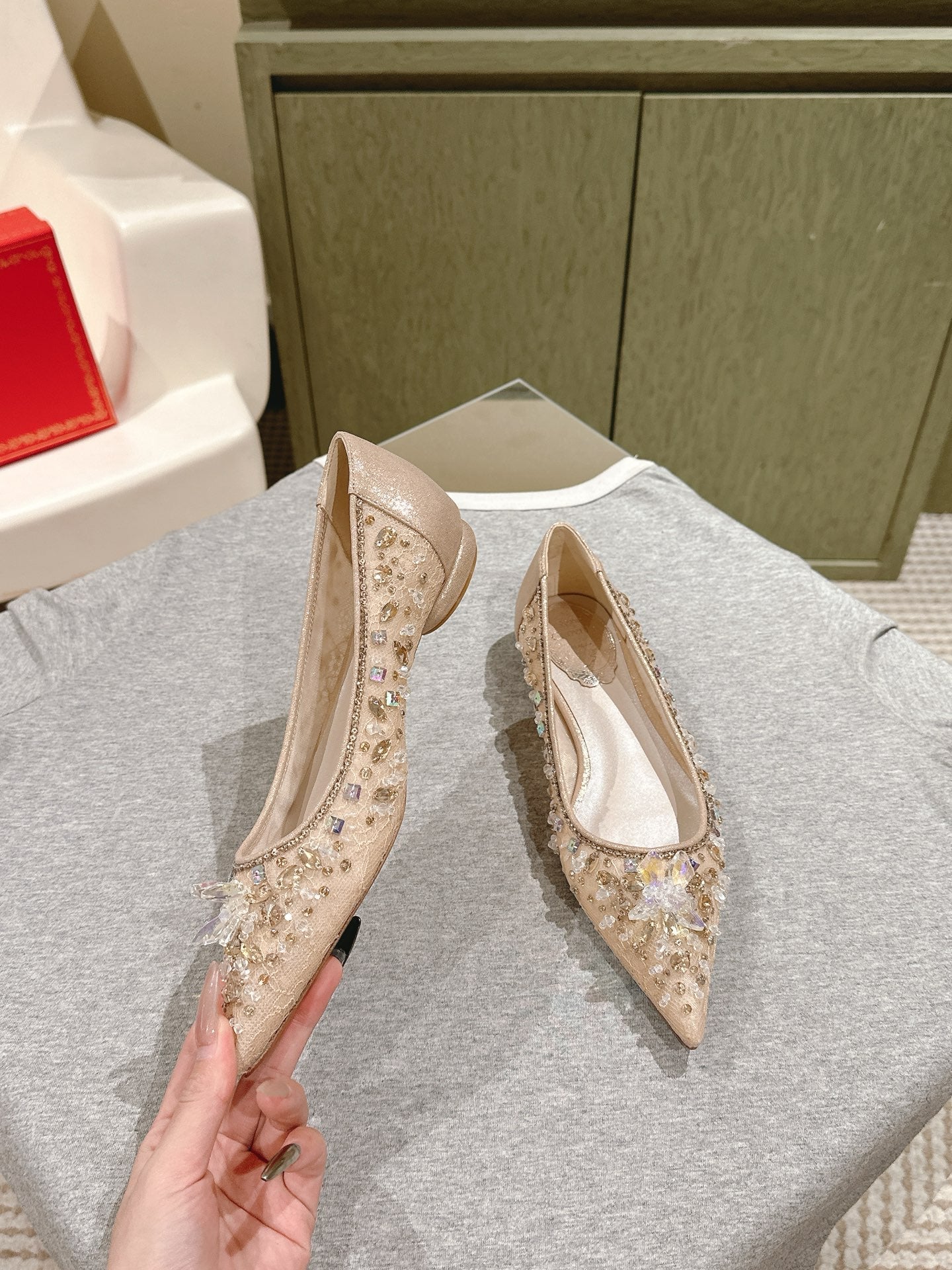 RC 25 Diamond Flat Sole Pink Nude Custom Lace 268058
