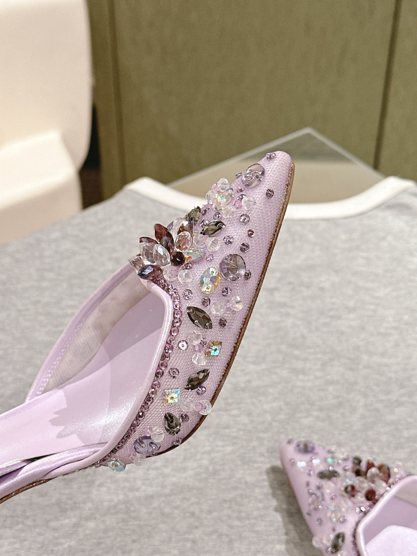 RC 25C Slingback Diamond High Heeled Purple Silk Rhinestones 268076