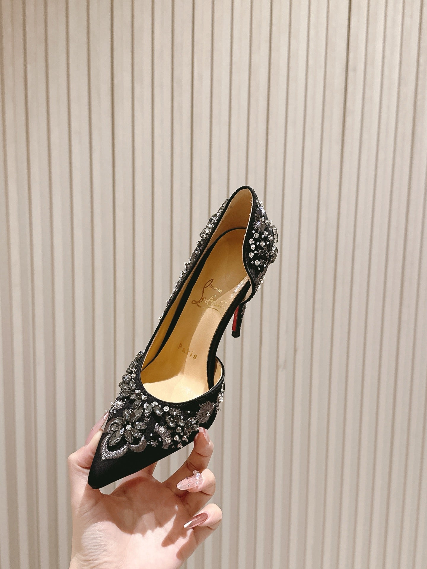 CL 25 Embellished Pumps Black Imported Original Special 346313