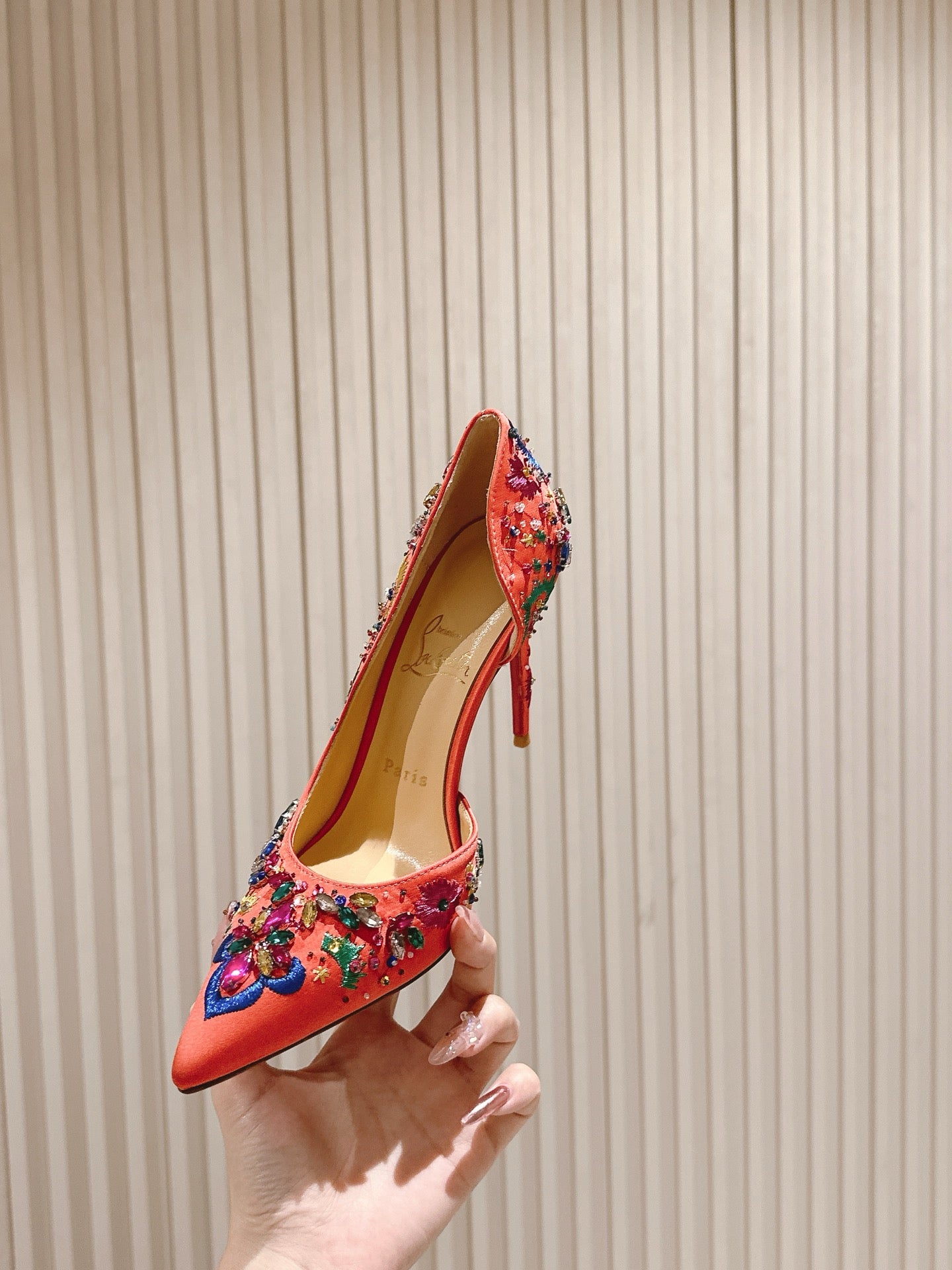 CL 25 Embellished Pumps Red Imported Original Special 346314