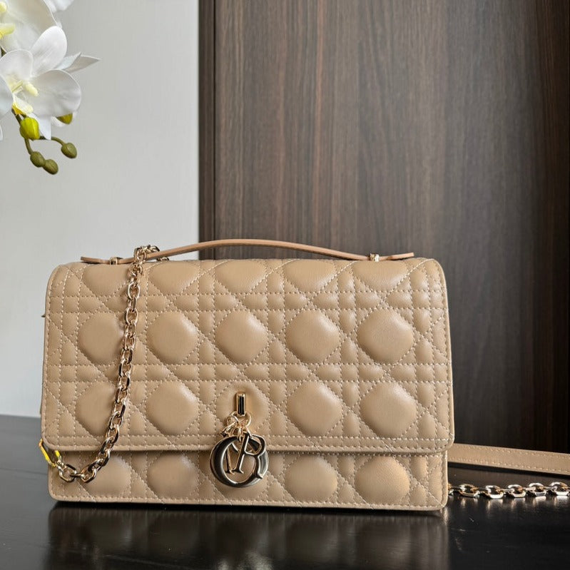 MY CD 24 TOP HANDLE BAG BEIGE LAMBSKIN
