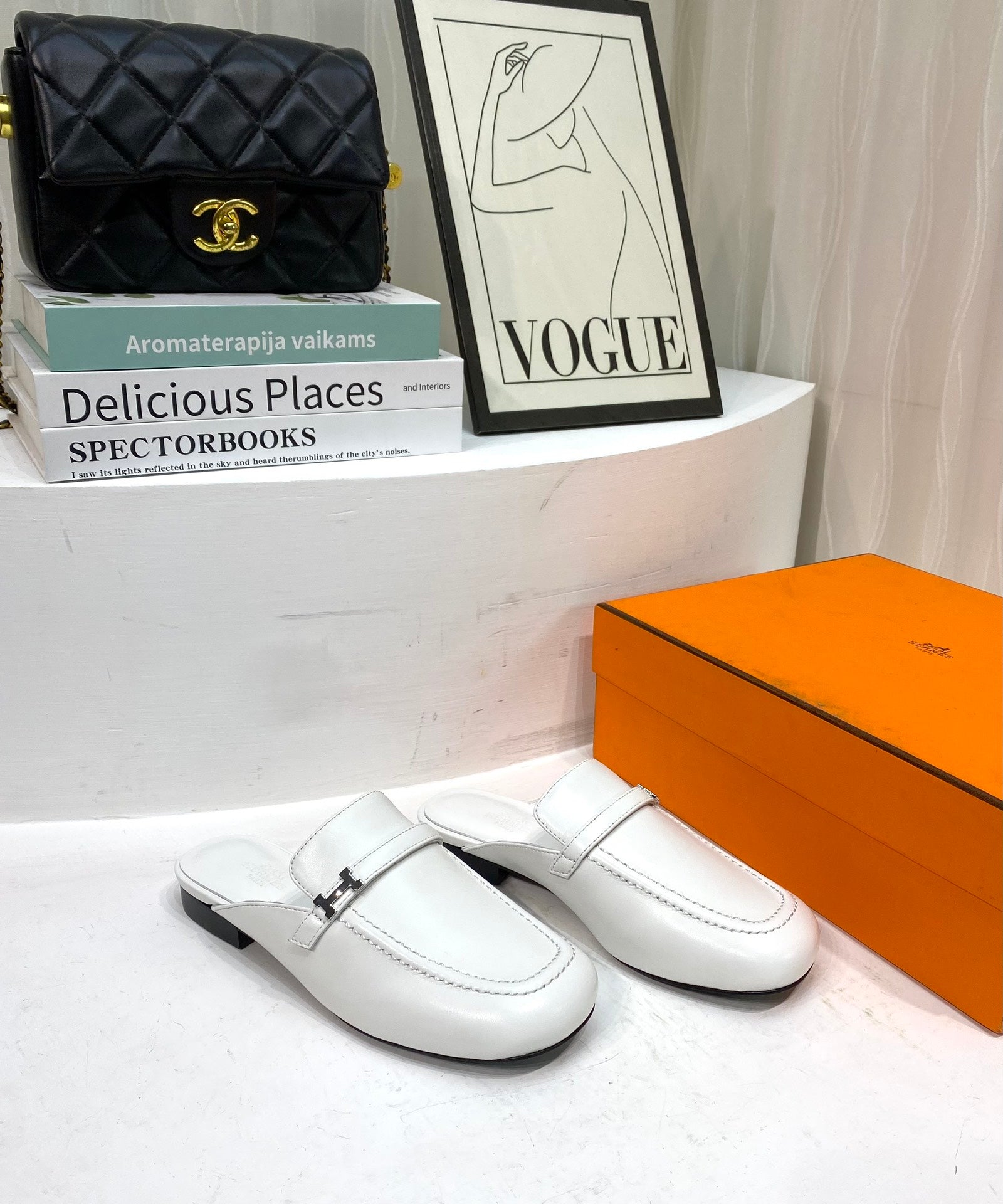 IENA MULE WHITE CALFSKIN