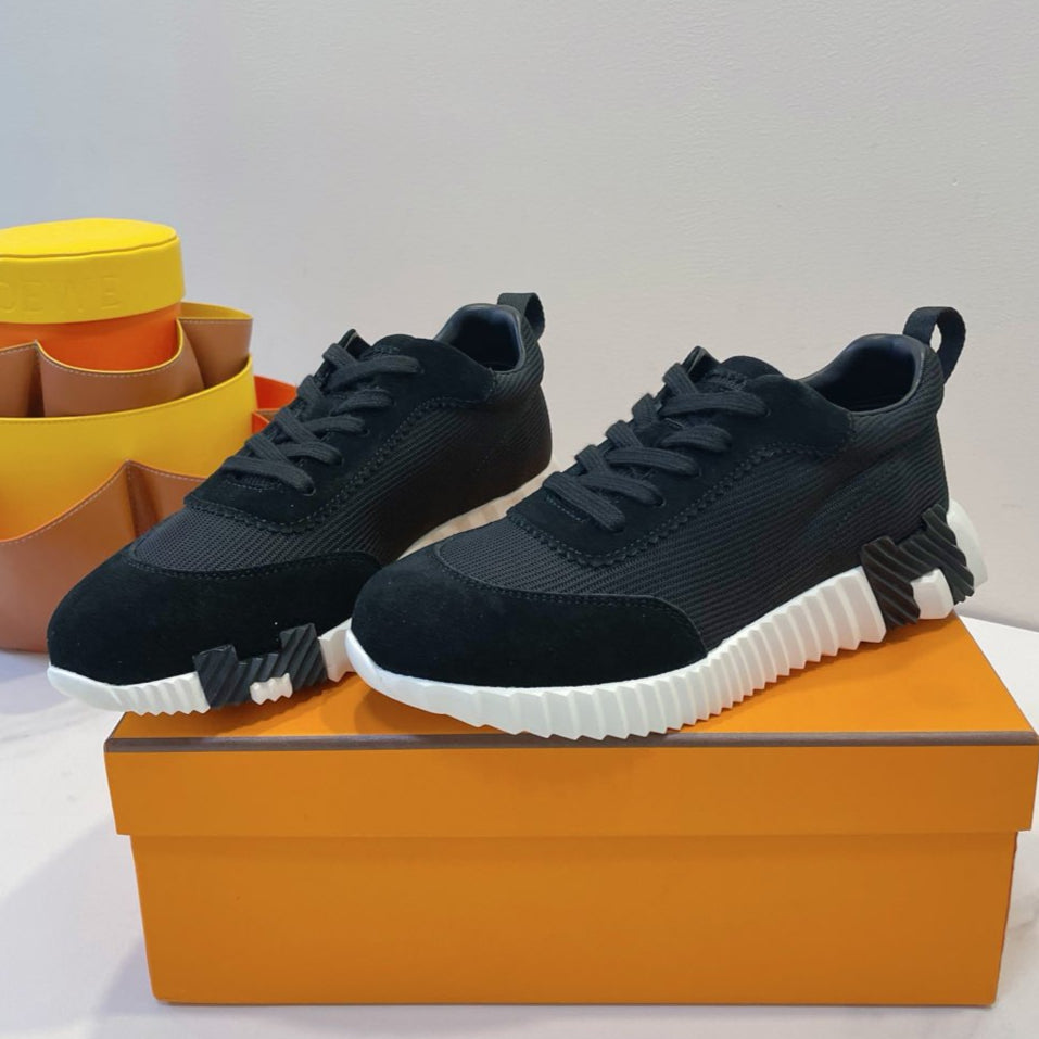 HM  Bouncing sneaker Black mix White Fabric with Suede 212277