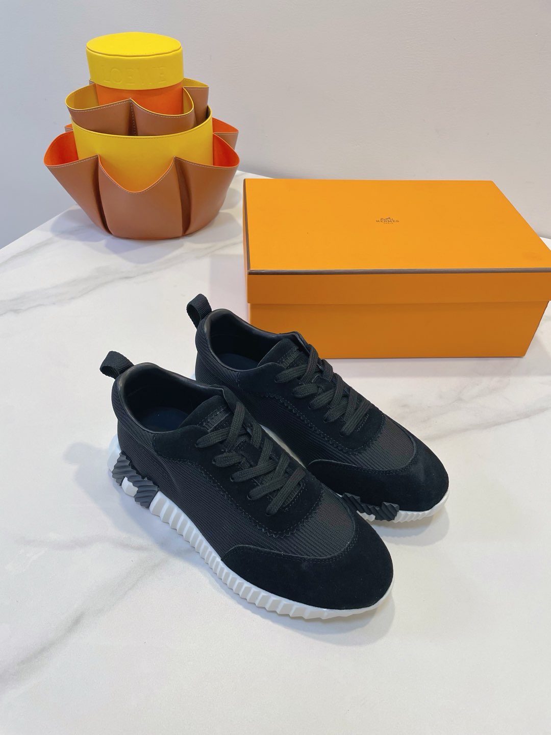 HM  Bouncing sneaker Black mix White Fabric with Suede 212277