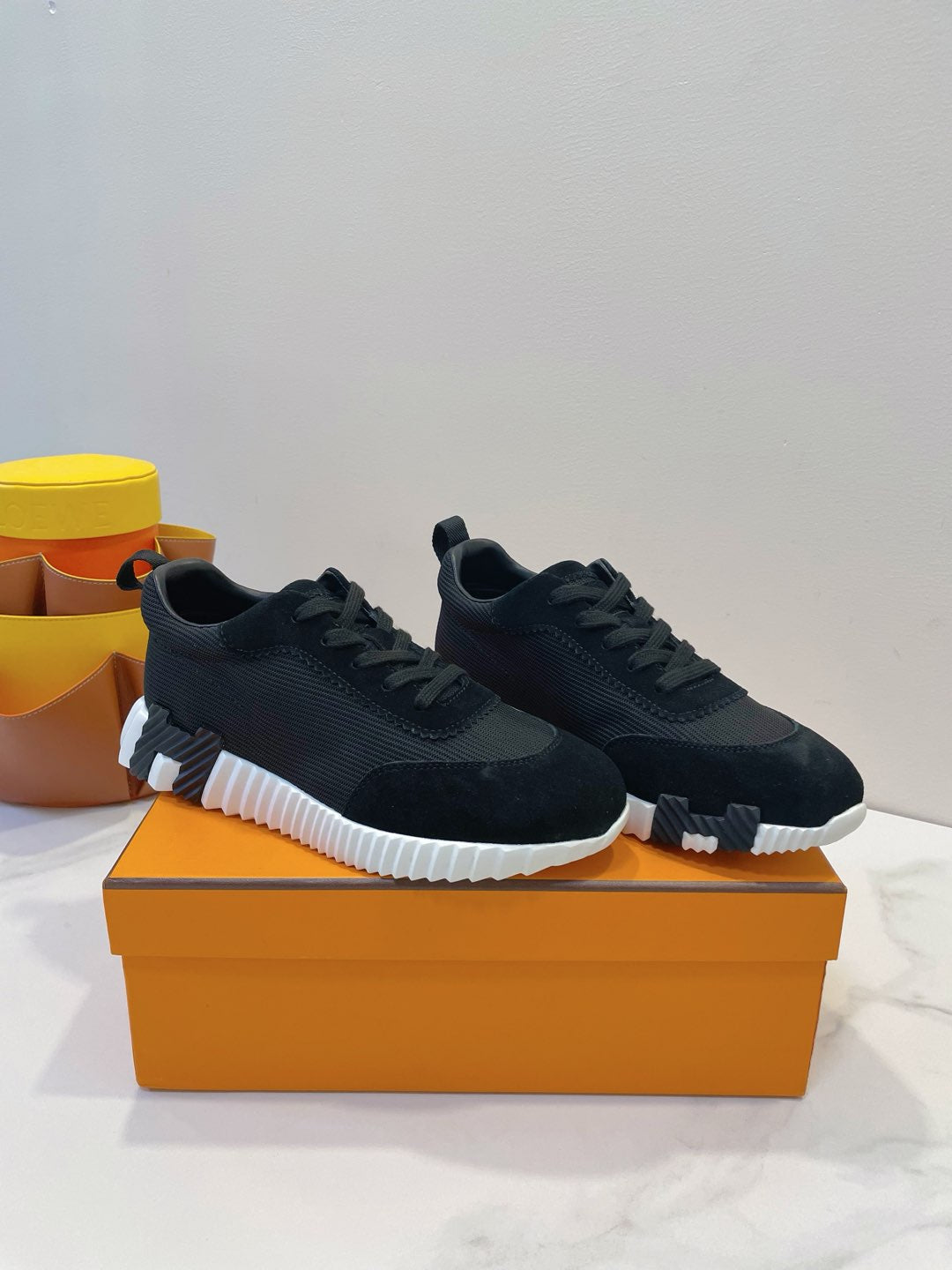 HM  Bouncing sneaker Black mix White Fabric with Suede 212277