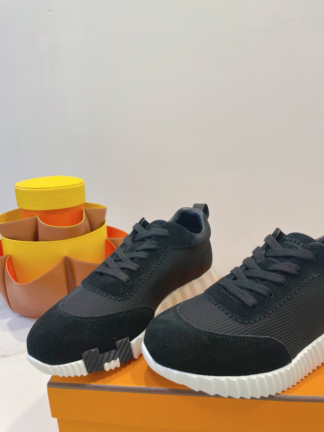 HM  Bouncing sneaker Black mix White Fabric with Suede 212277