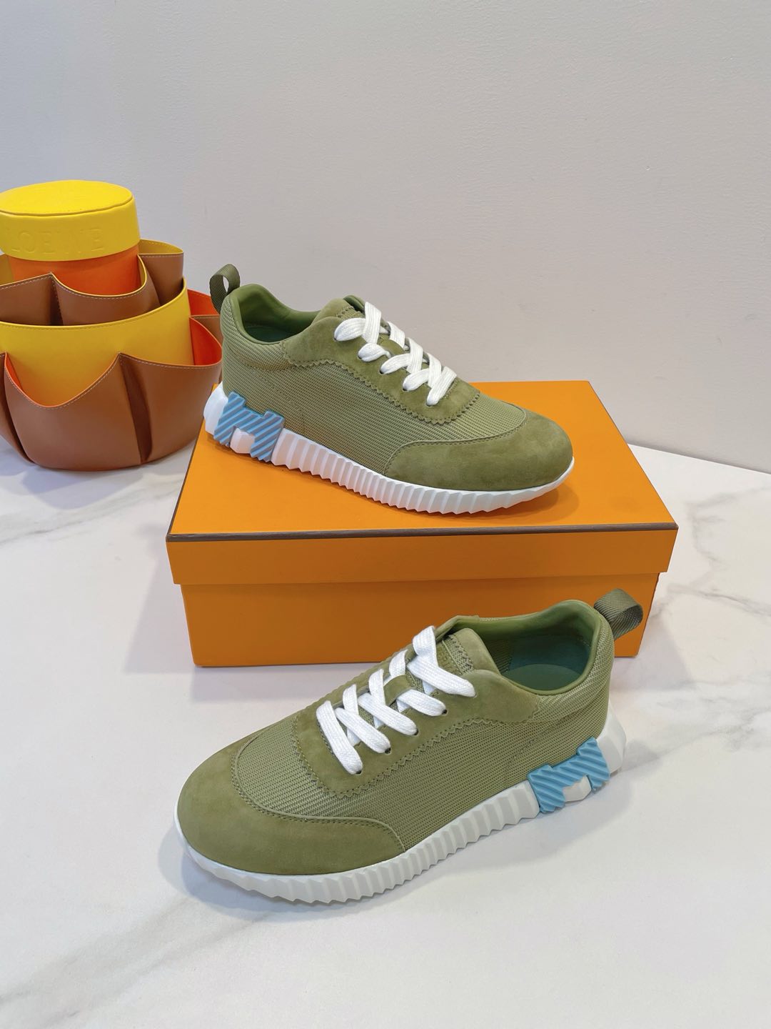 HM  Bouncing sneaker Asparagus Green Fabric with Suede 212278