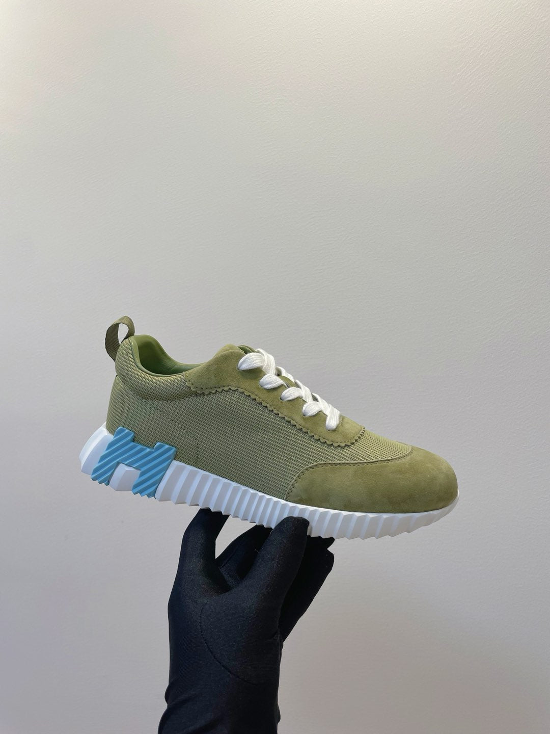 HM  Bouncing sneaker Asparagus Green Fabric with Suede 212278