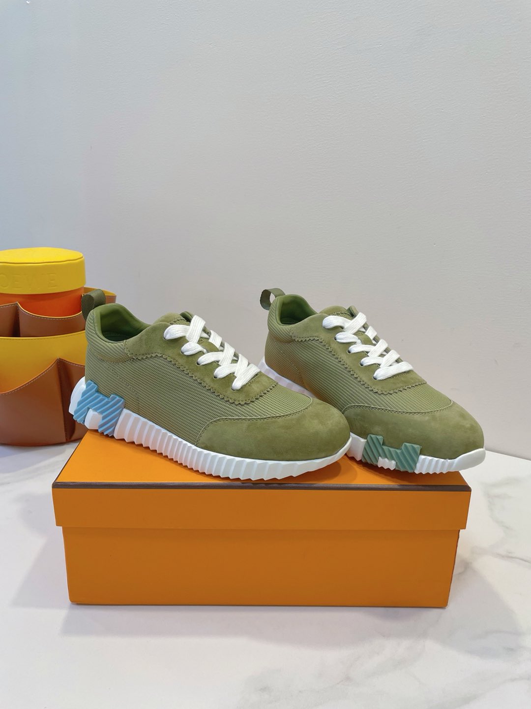 HM  Bouncing sneaker Asparagus Green Fabric with Suede 212278