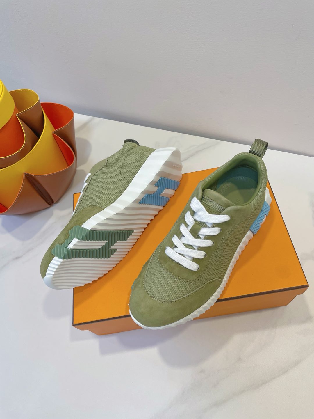 HM  Bouncing sneaker Asparagus Green Fabric with Suede 212278