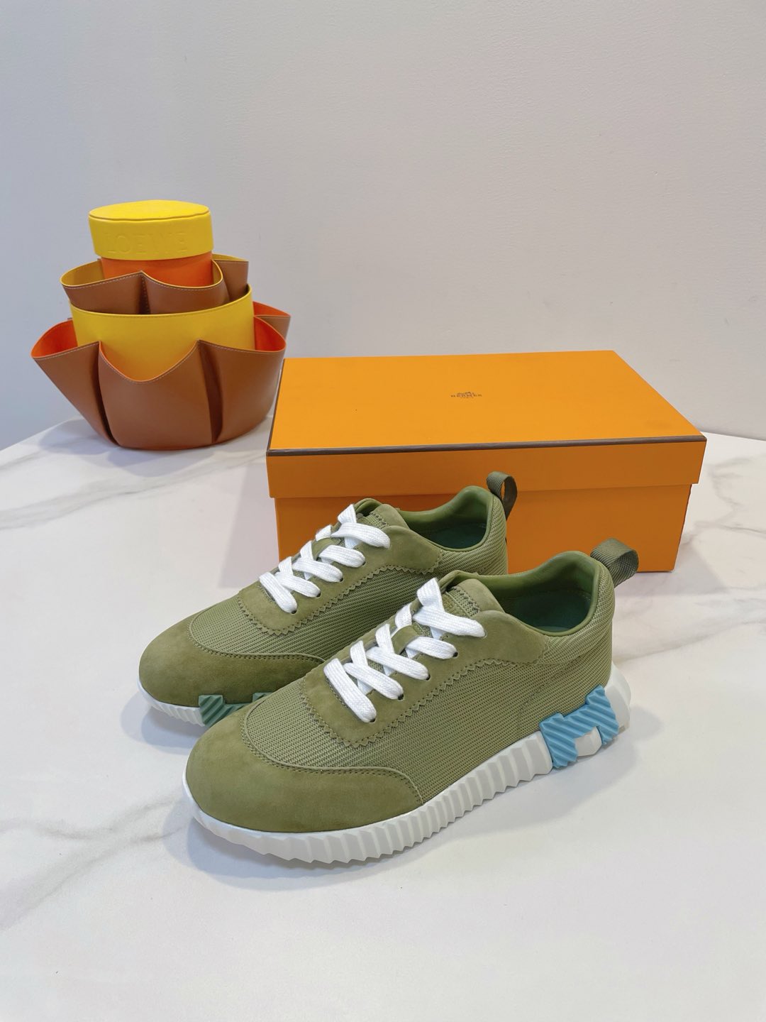 HM  Bouncing sneaker Asparagus Green Fabric with Suede 212278