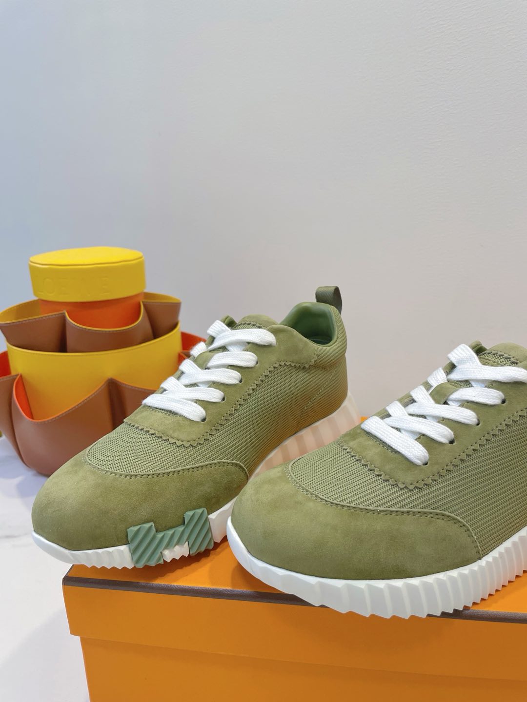 HM  Bouncing sneaker Asparagus Green Fabric with Suede 212278