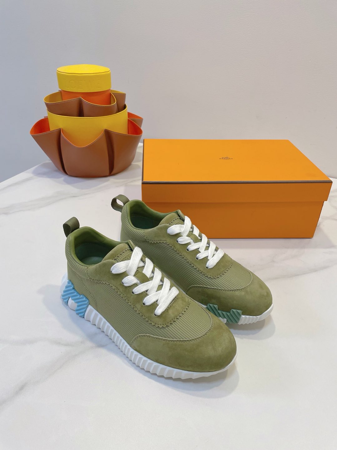 HM  Bouncing sneaker Asparagus Green Fabric with Suede 212278