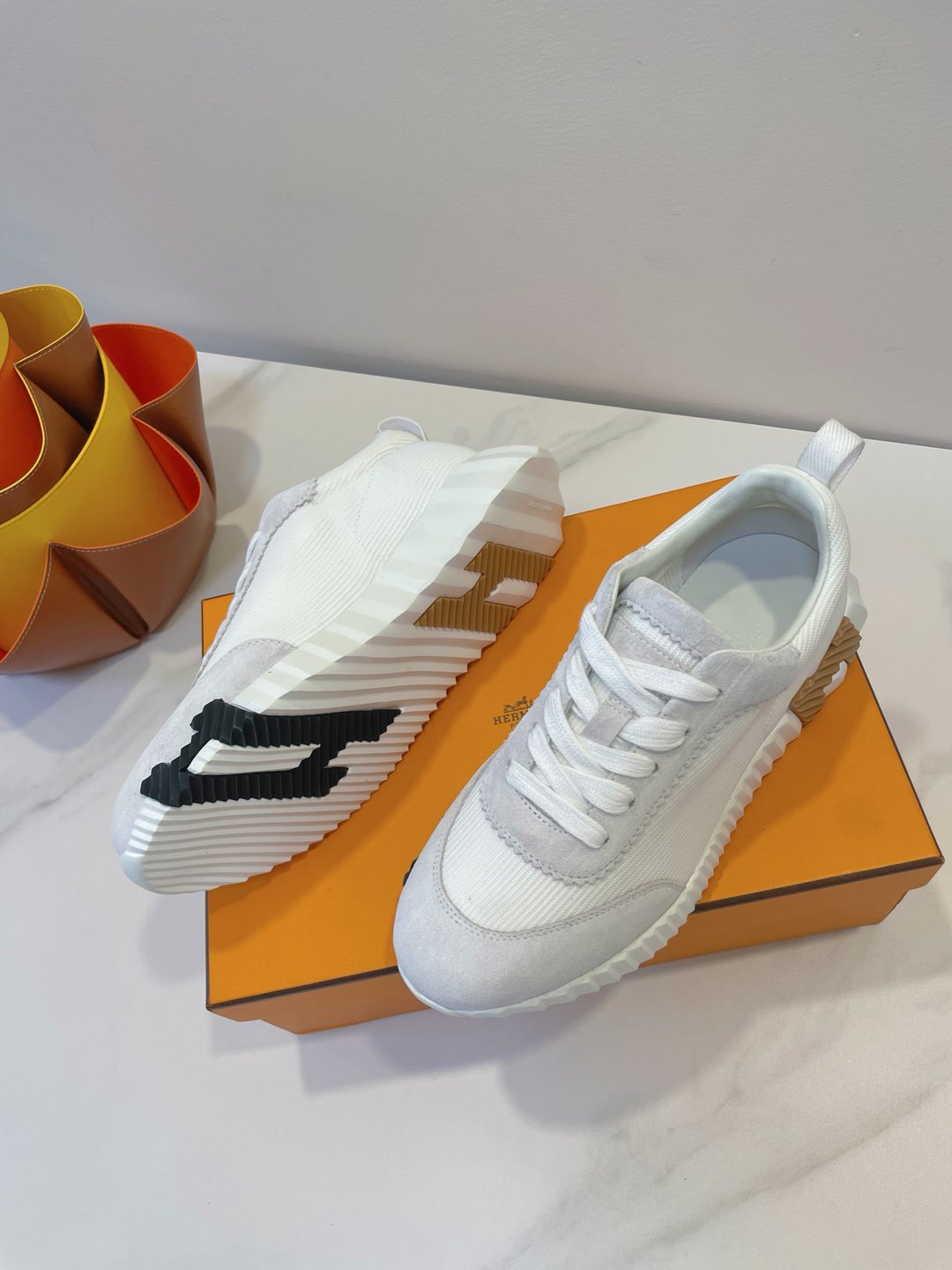 HM  Bouncing sneaker White mix Beige Grey Fabric with Suede 212279