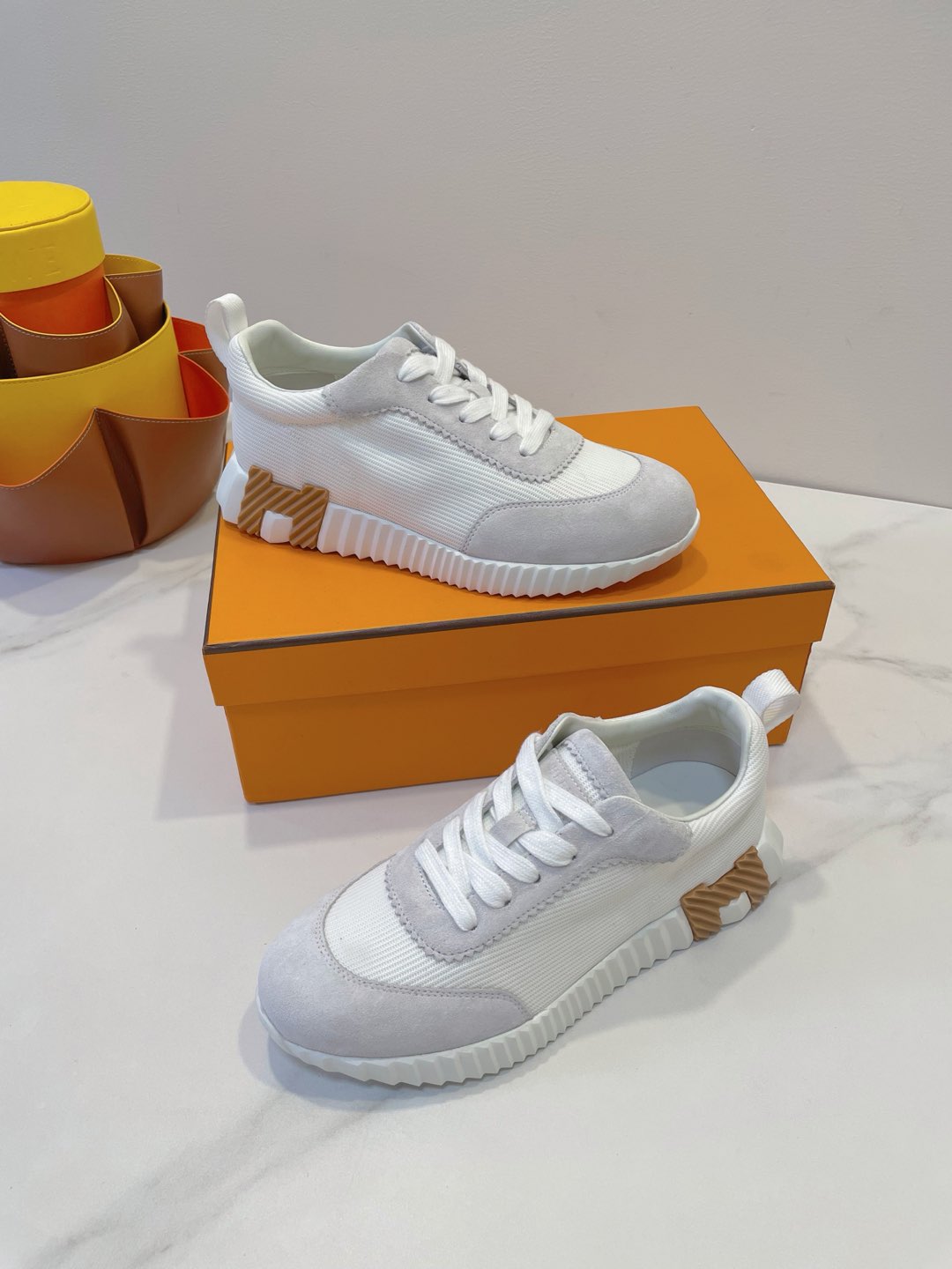 HM  Bouncing sneaker White mix Beige Grey Fabric with Suede 212279