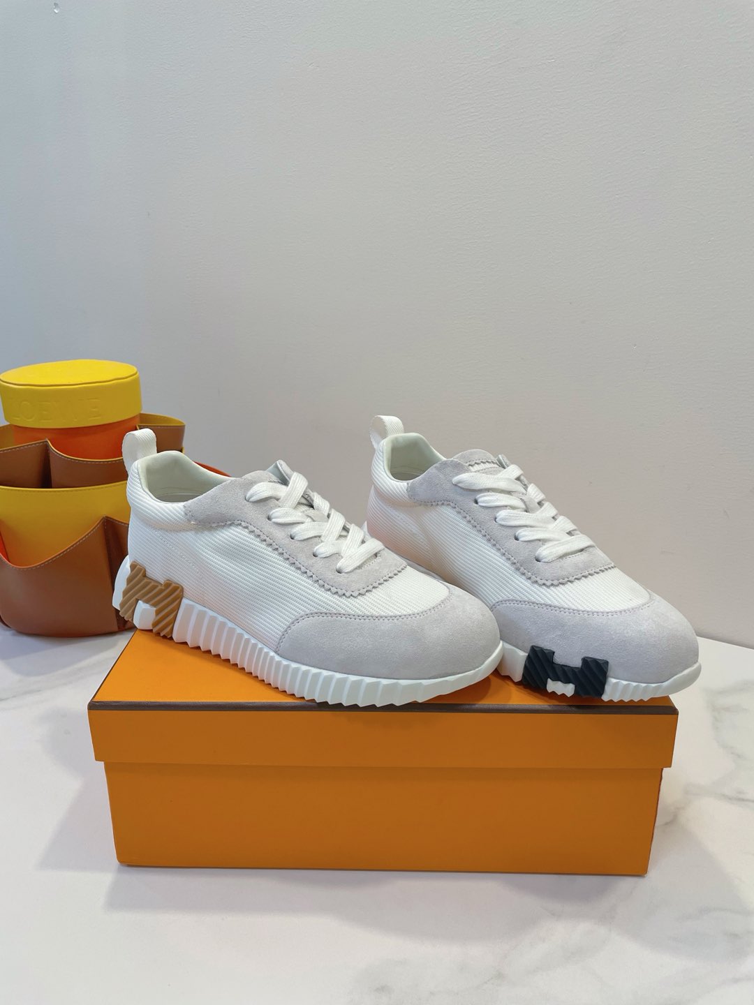 HM  Bouncing sneaker White mix Beige Grey Fabric with Suede 212279