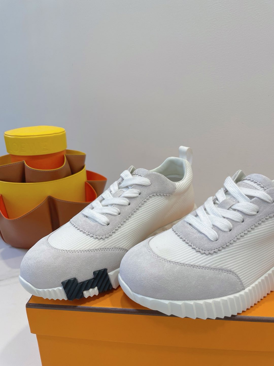 HM  Bouncing sneaker White mix Beige Grey Fabric with Suede 212279