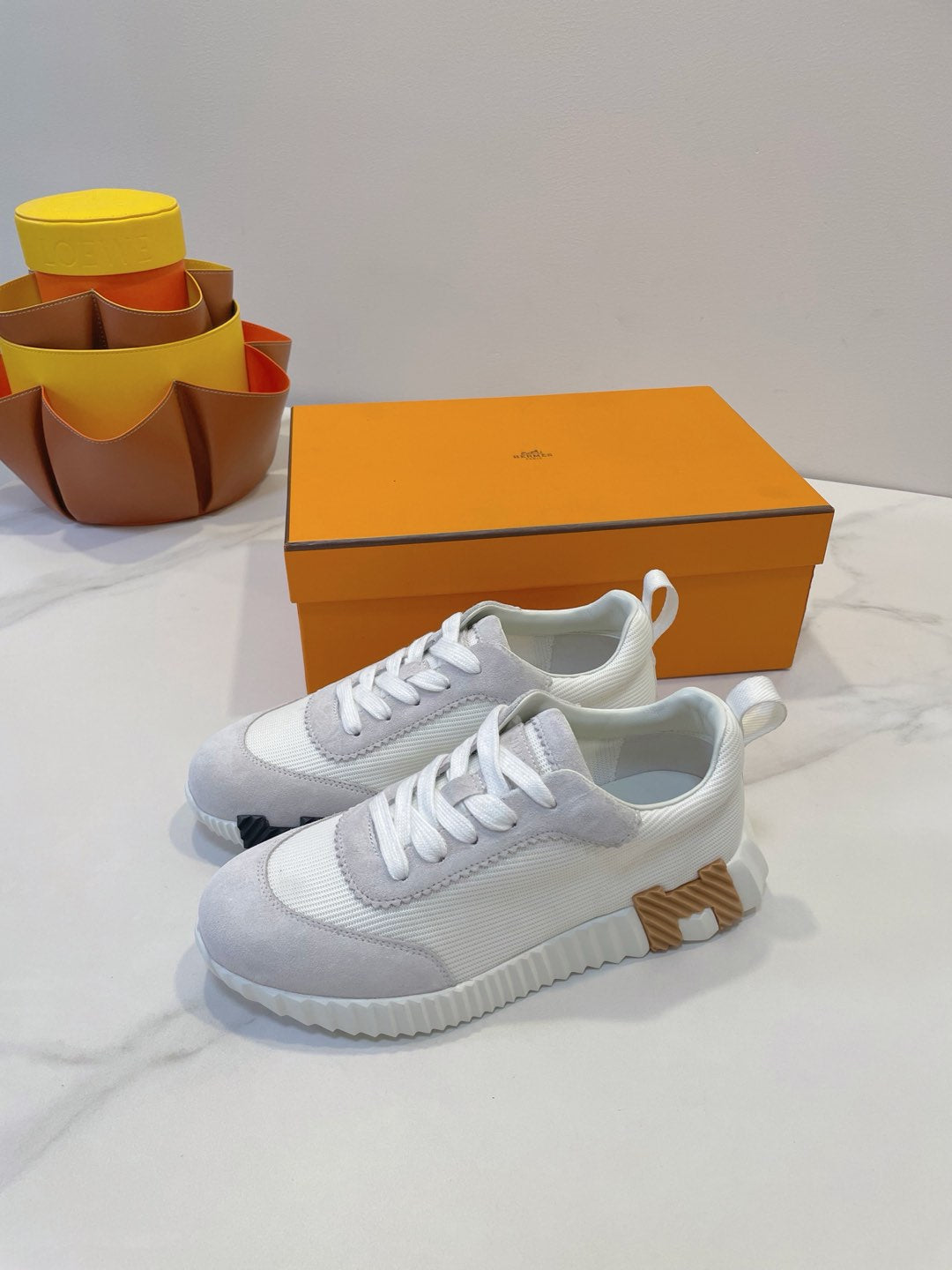 HM  Bouncing sneaker White mix Beige Grey Fabric with Suede 212279