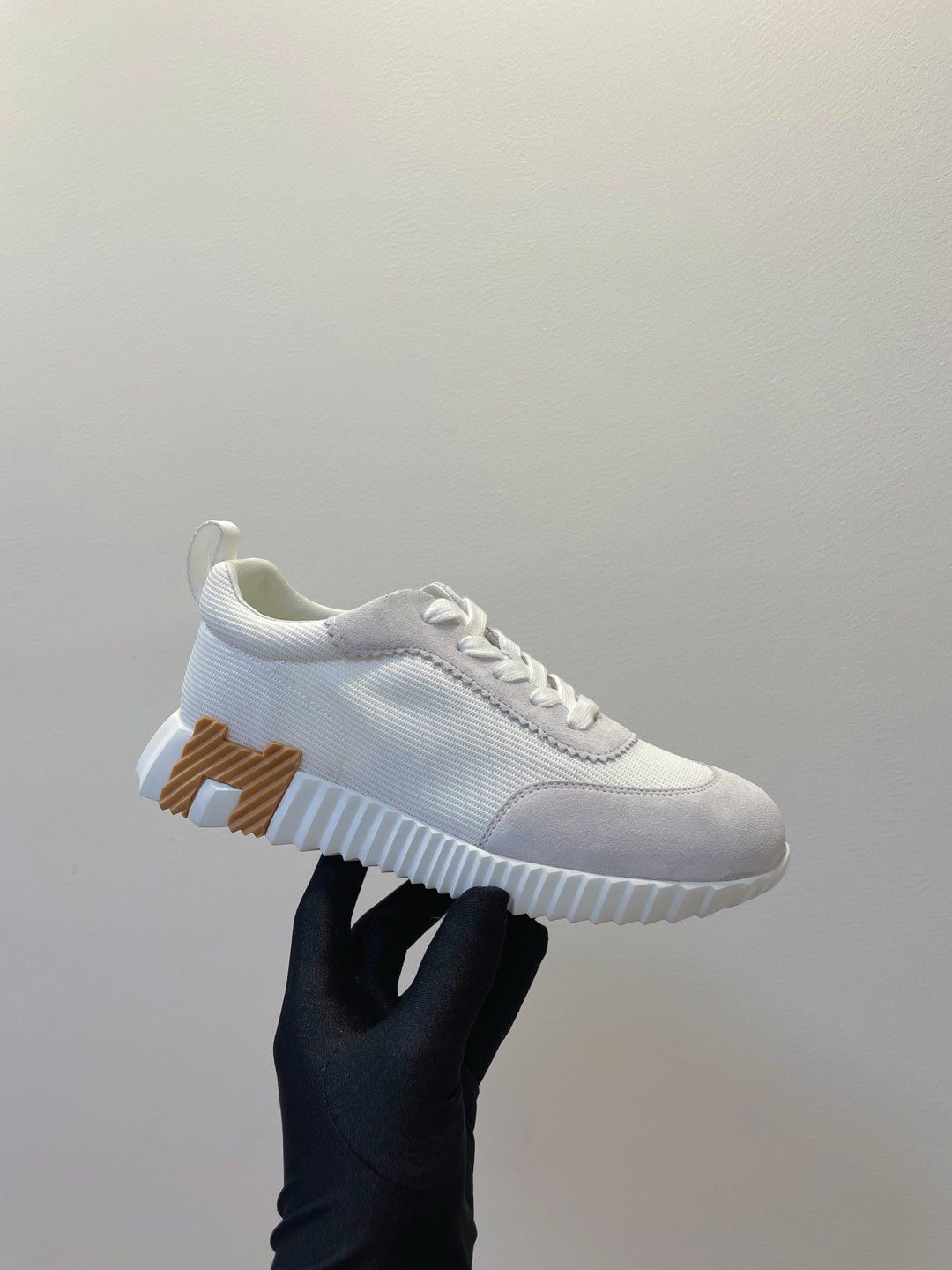 HM  Bouncing sneaker White mix Beige Grey Fabric with Suede 212279