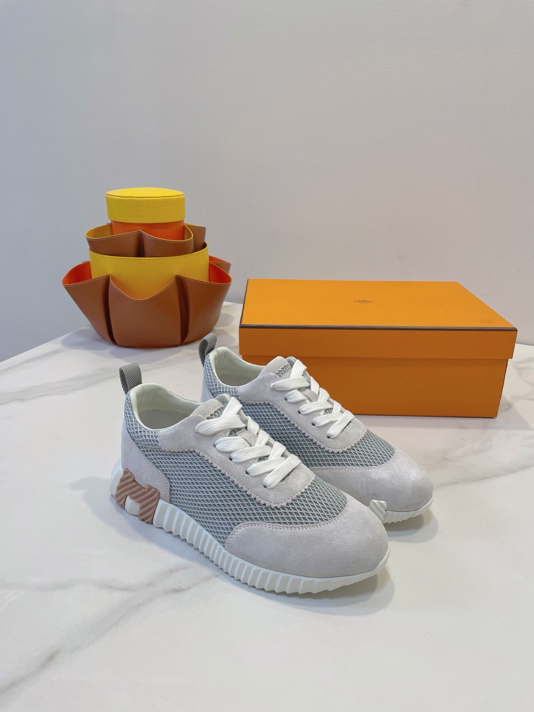 HM  Bouncing sneaker Beige Grey Fabric with Suede 212281