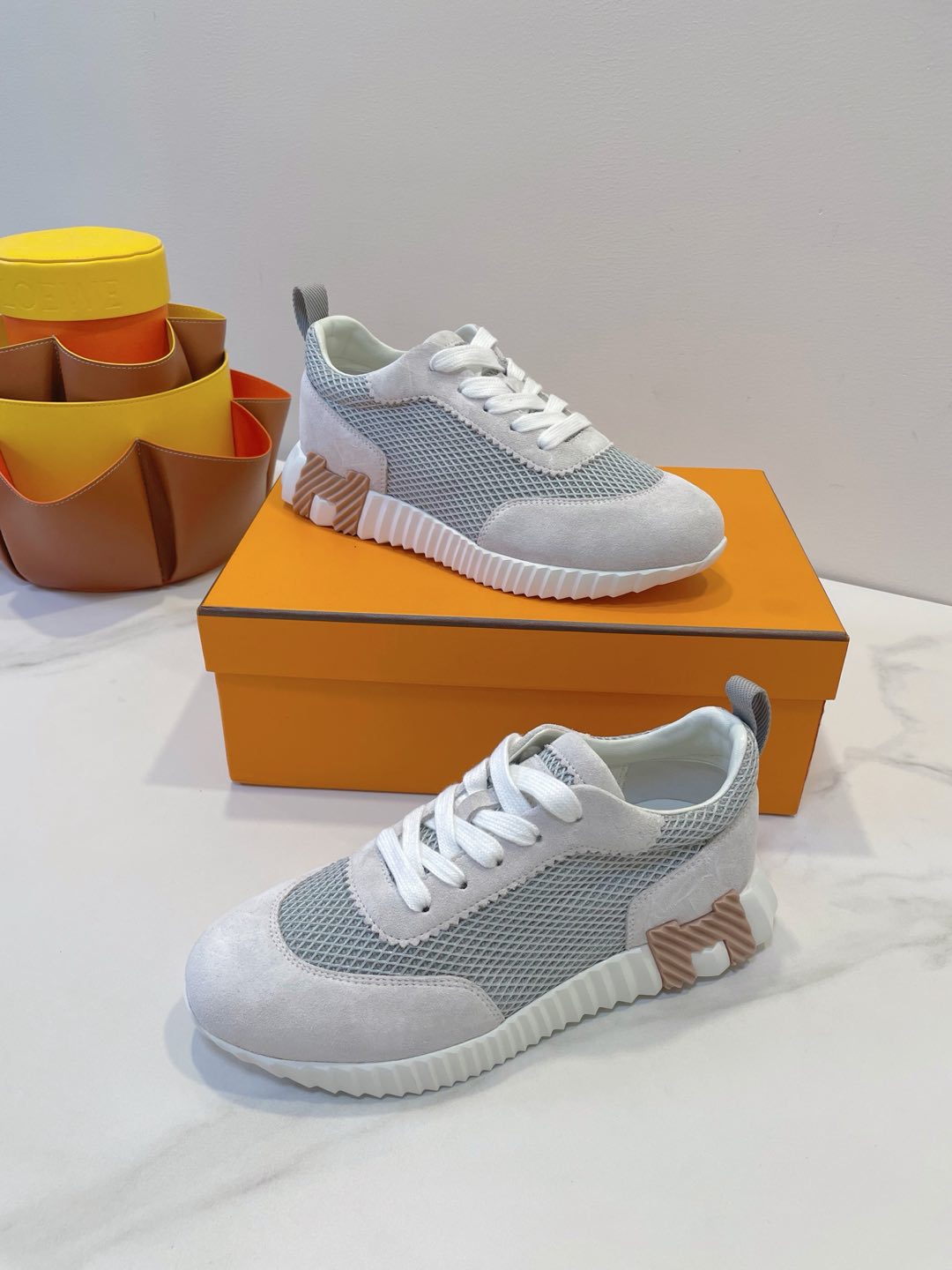 HM  Bouncing sneaker Beige Grey Fabric with Suede 212281