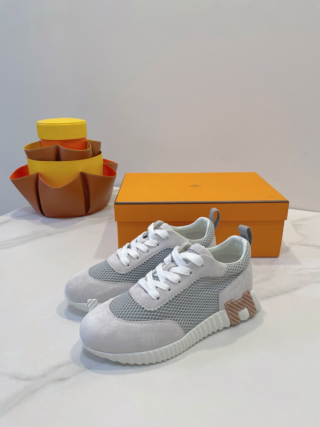 HM  Bouncing sneaker Beige Grey Fabric with Suede 212281