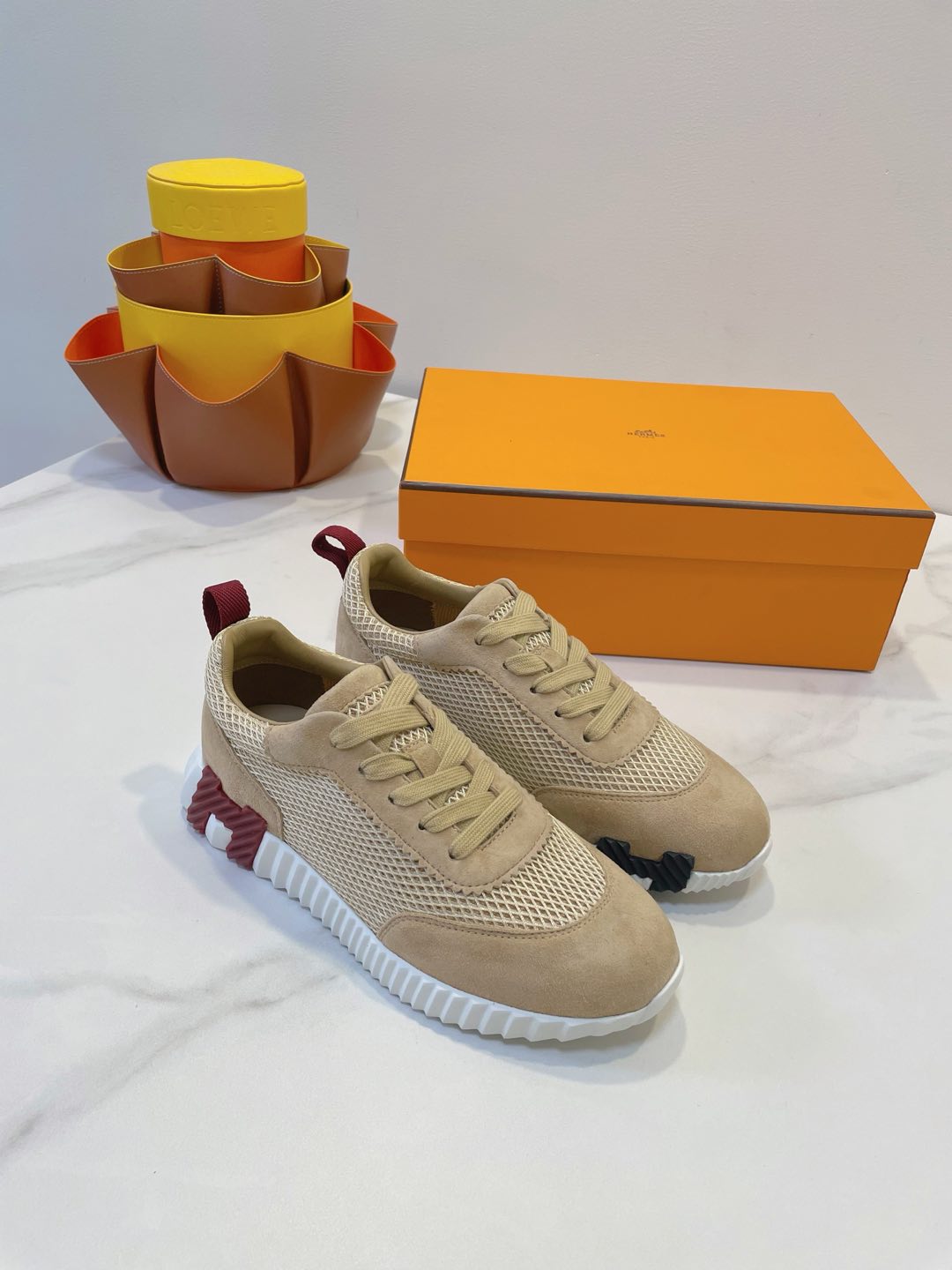 HM  Bouncing sneaker Tortilla Brown Fabric with Suede 212282