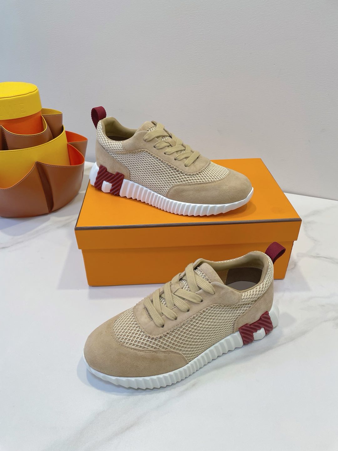 HM  Bouncing sneaker Tortilla Brown Fabric with Suede 212282