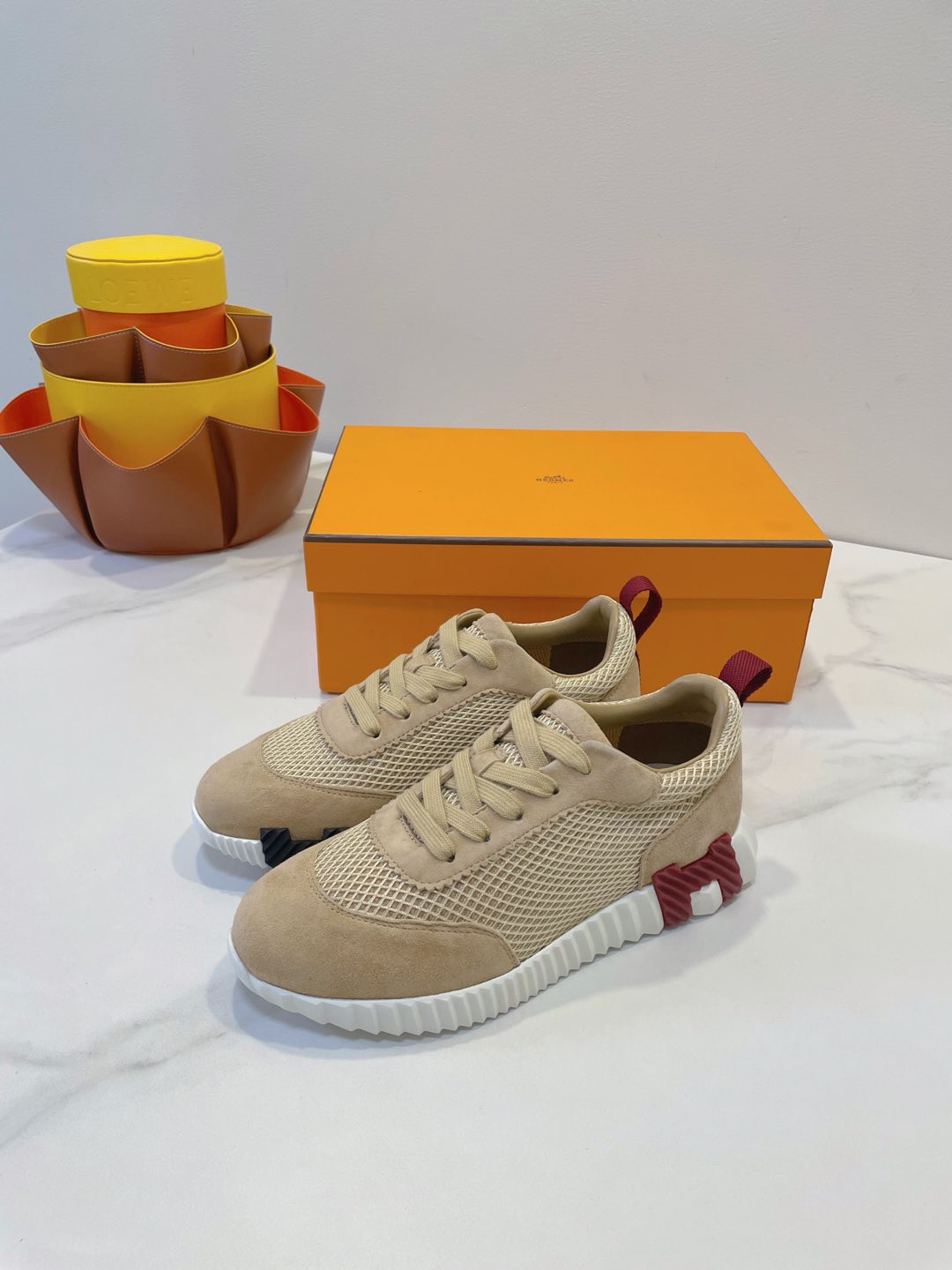 HM  Bouncing sneaker Tortilla Brown Fabric with Suede 212282