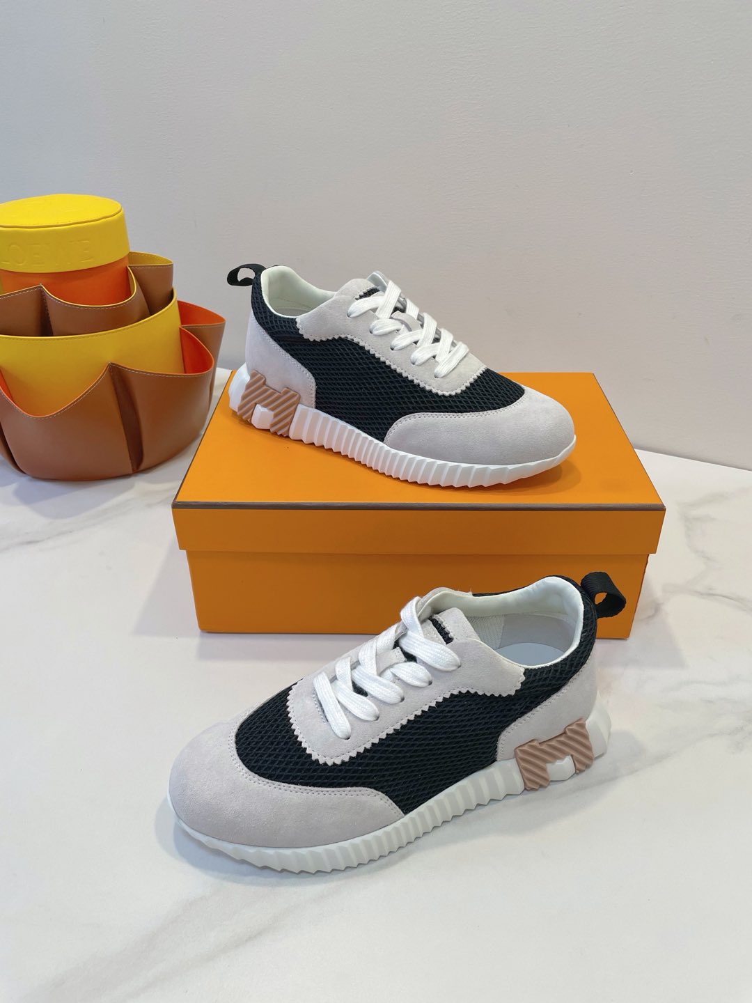 HM  Bouncing sneaker Beige Gray mix Black Fabric with Suede 212284